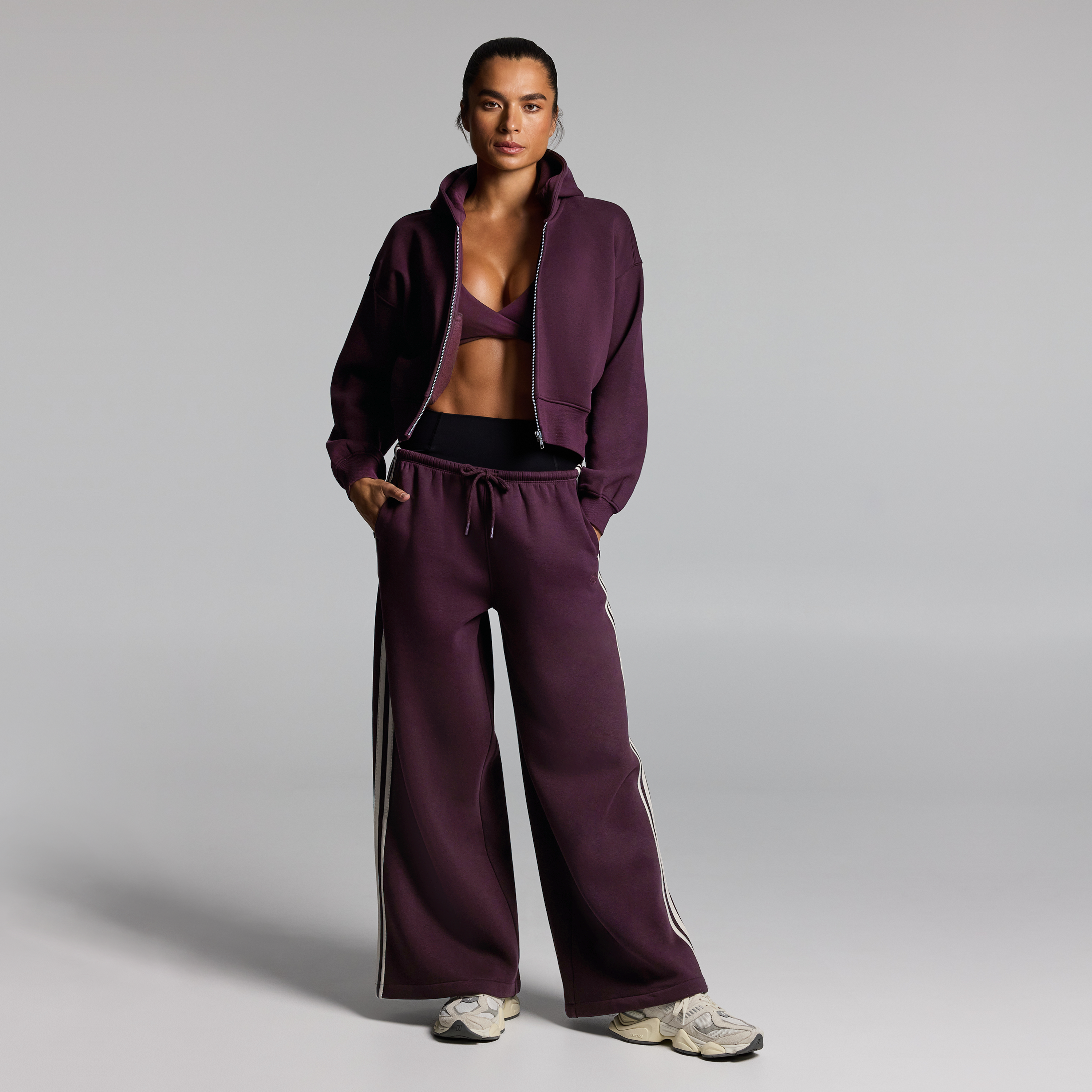 Cosy Fleece Cropped Zip Through Hoodie