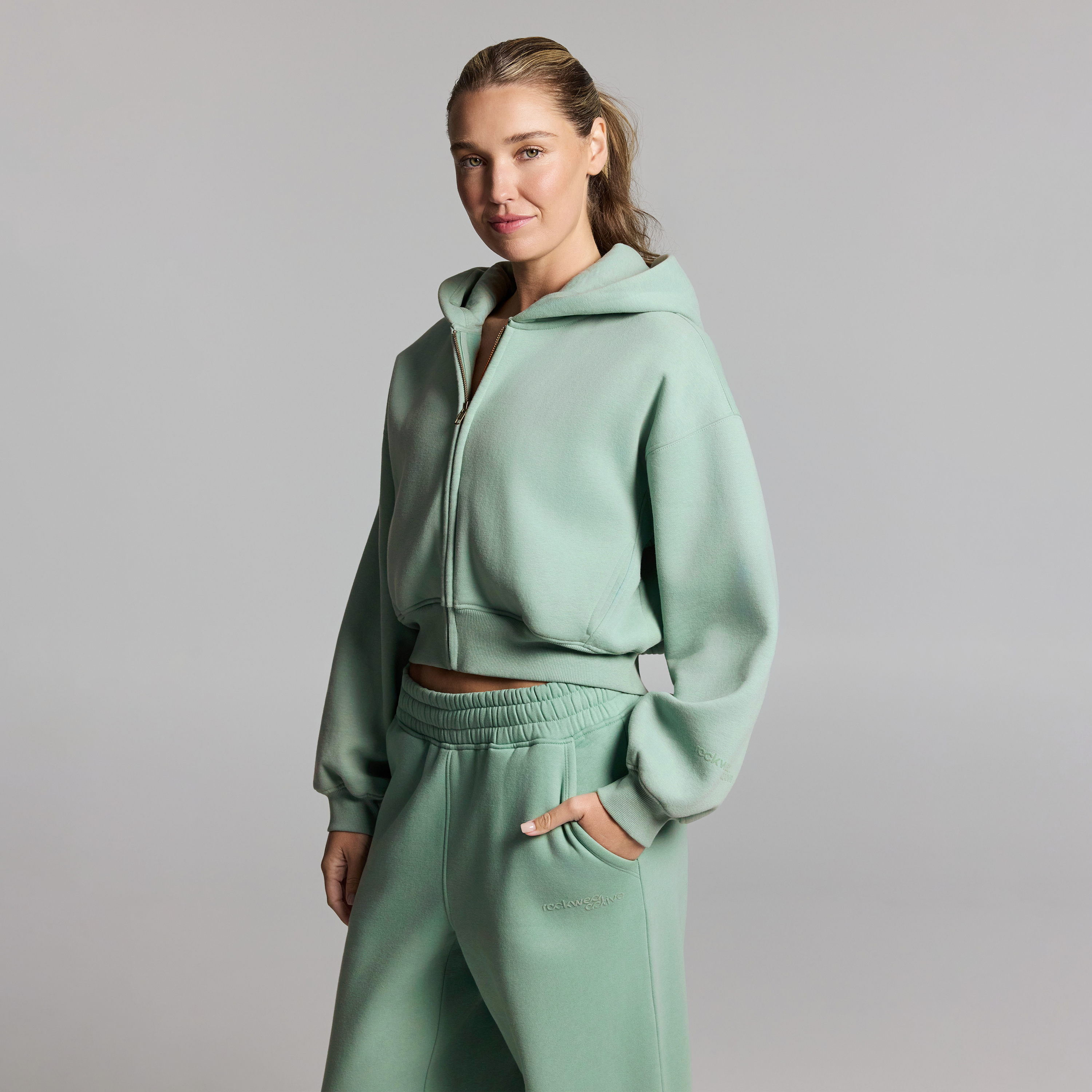 Luxe Fleece Cropped Zip Through Hoodie