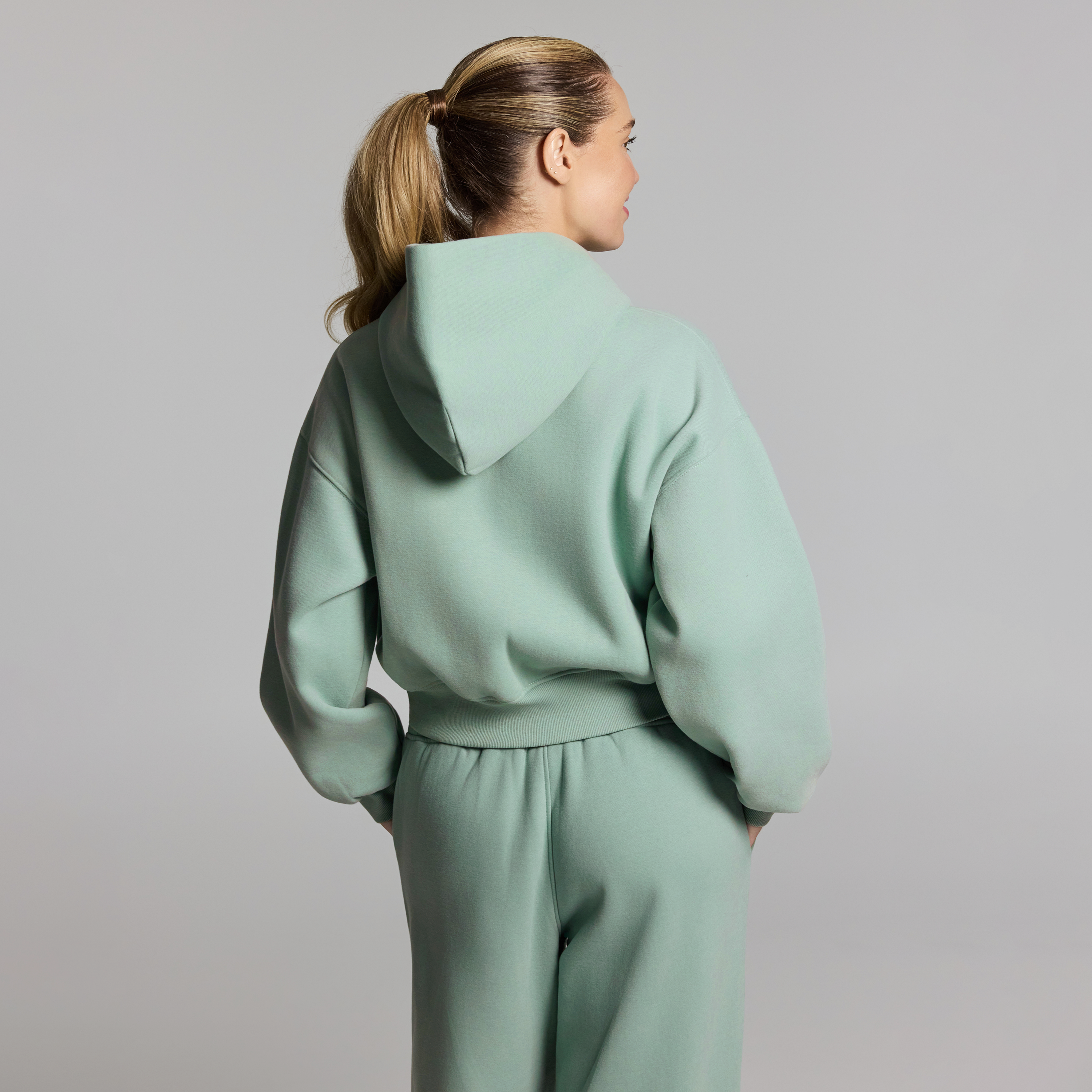 Luxe Fleece Cropped Zip Through Hoodie