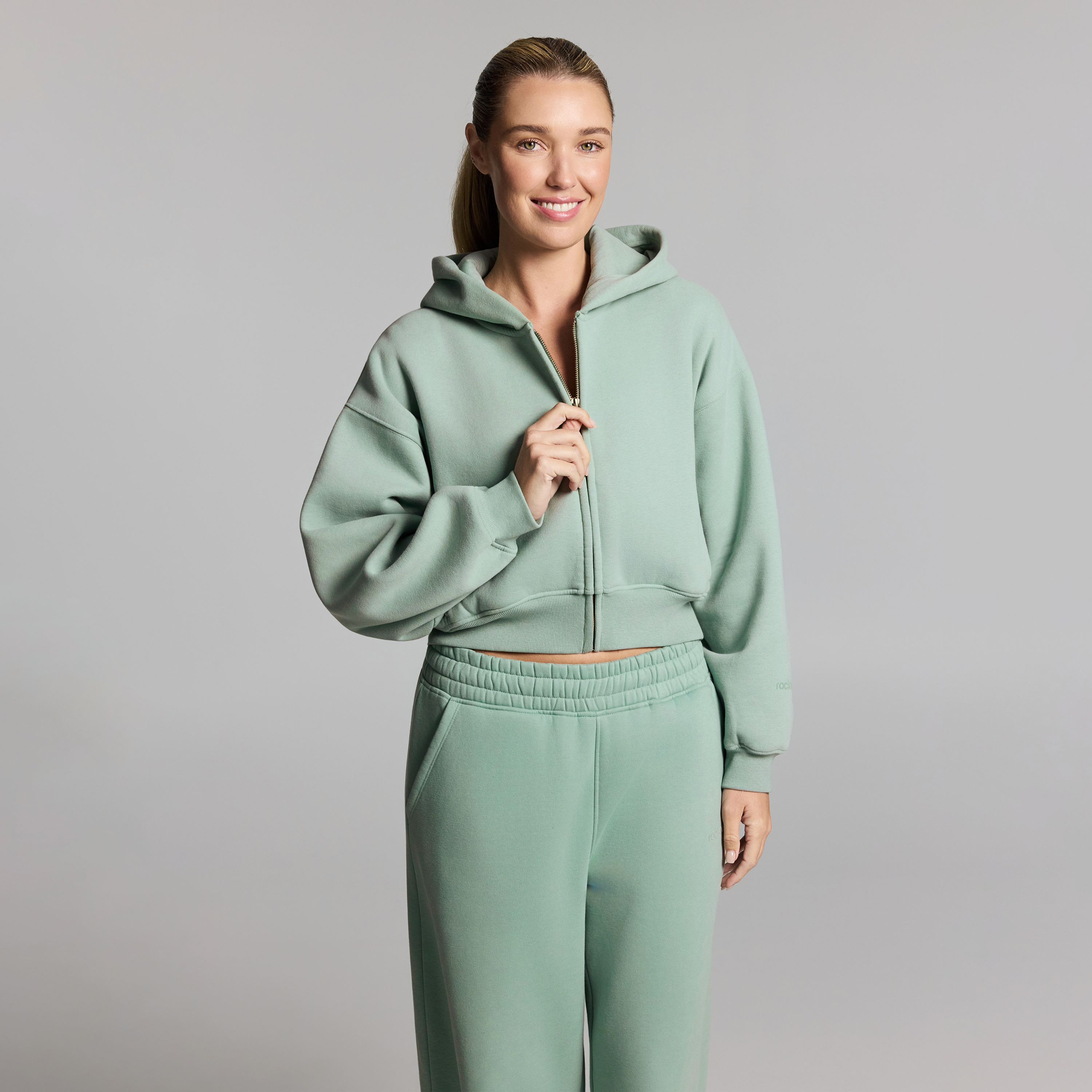 Luxe Fleece Cropped Zip Through Hoodie
