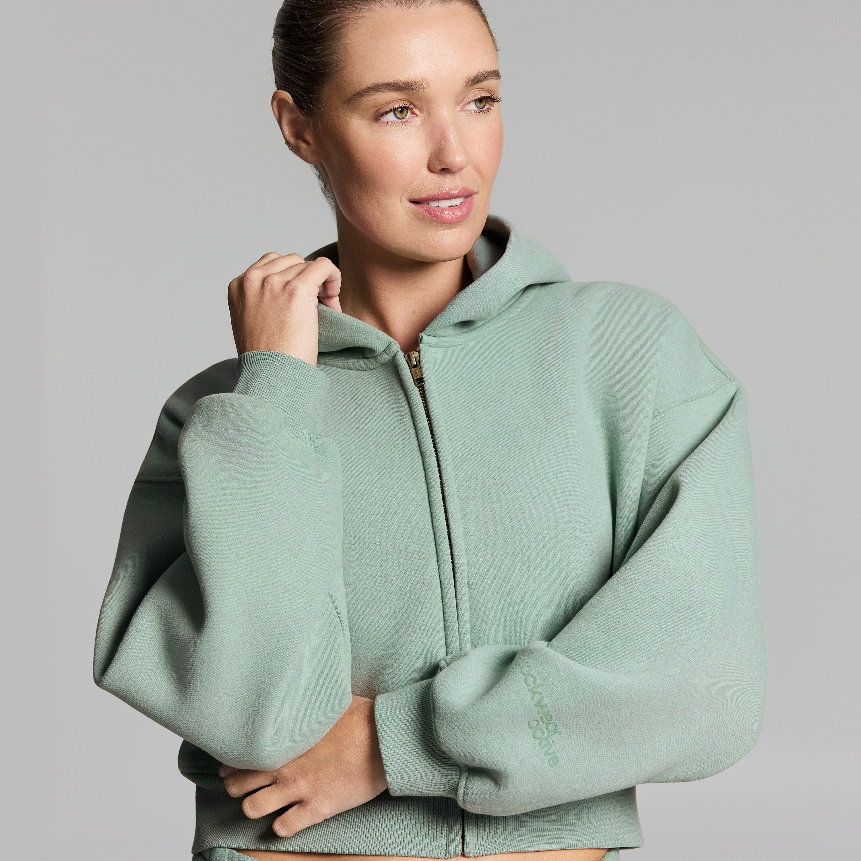 Luxe Fleece Cropped Zip Through Hoodie