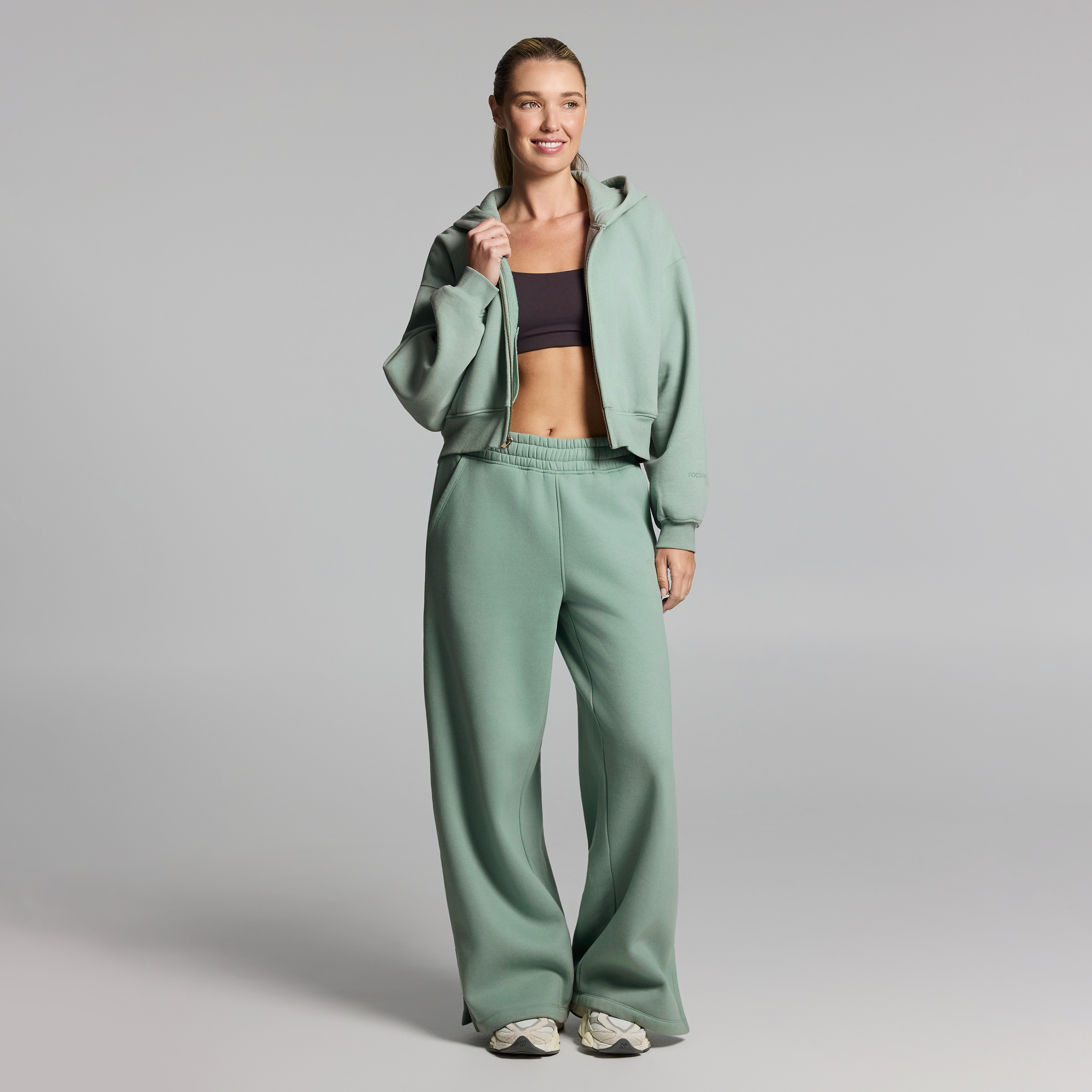 Luxe Fleece Cropped Zip Through Hoodie