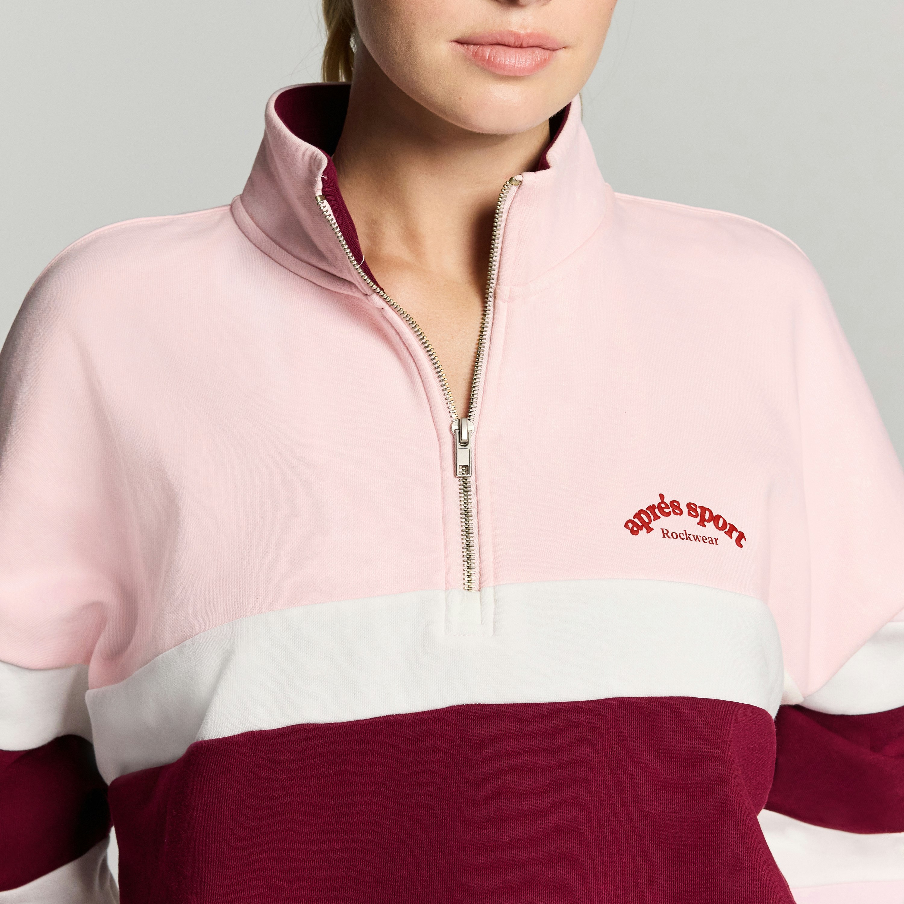 Cosy Fleece Blocked Half Zip Jumper