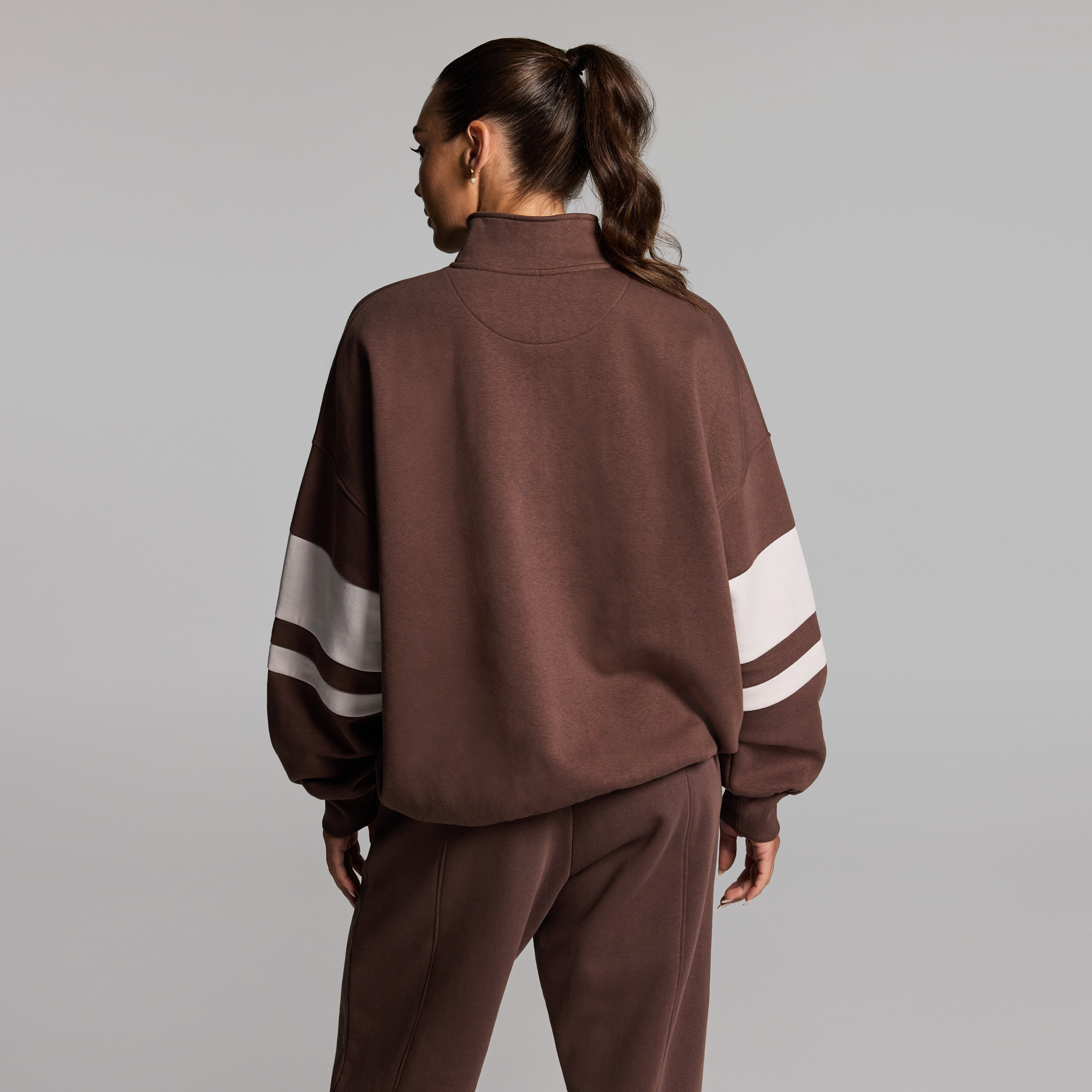 Cosy Fleece Oversized Blocked Half Zip Jumper