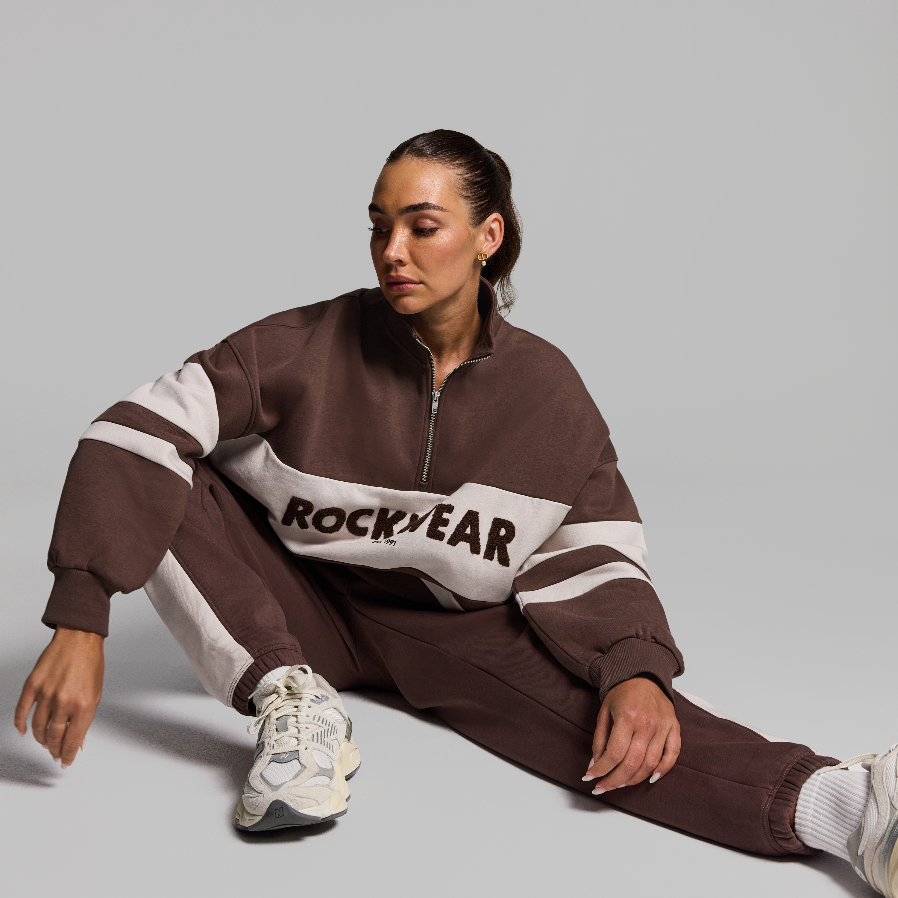 Cosy Fleece Oversized Blocked Half Zip Jumper