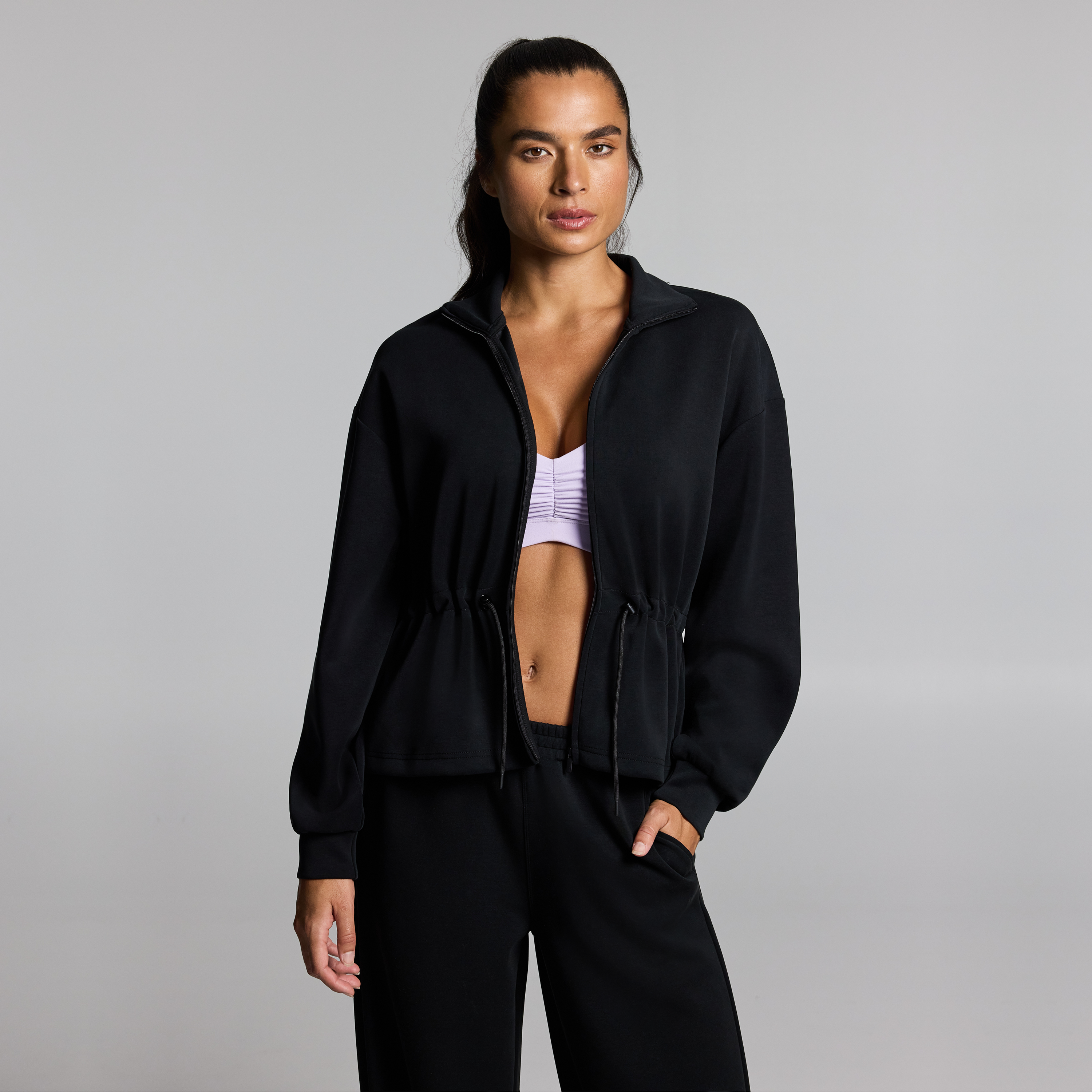 Travel Cinch Waist Zip Through Jacket