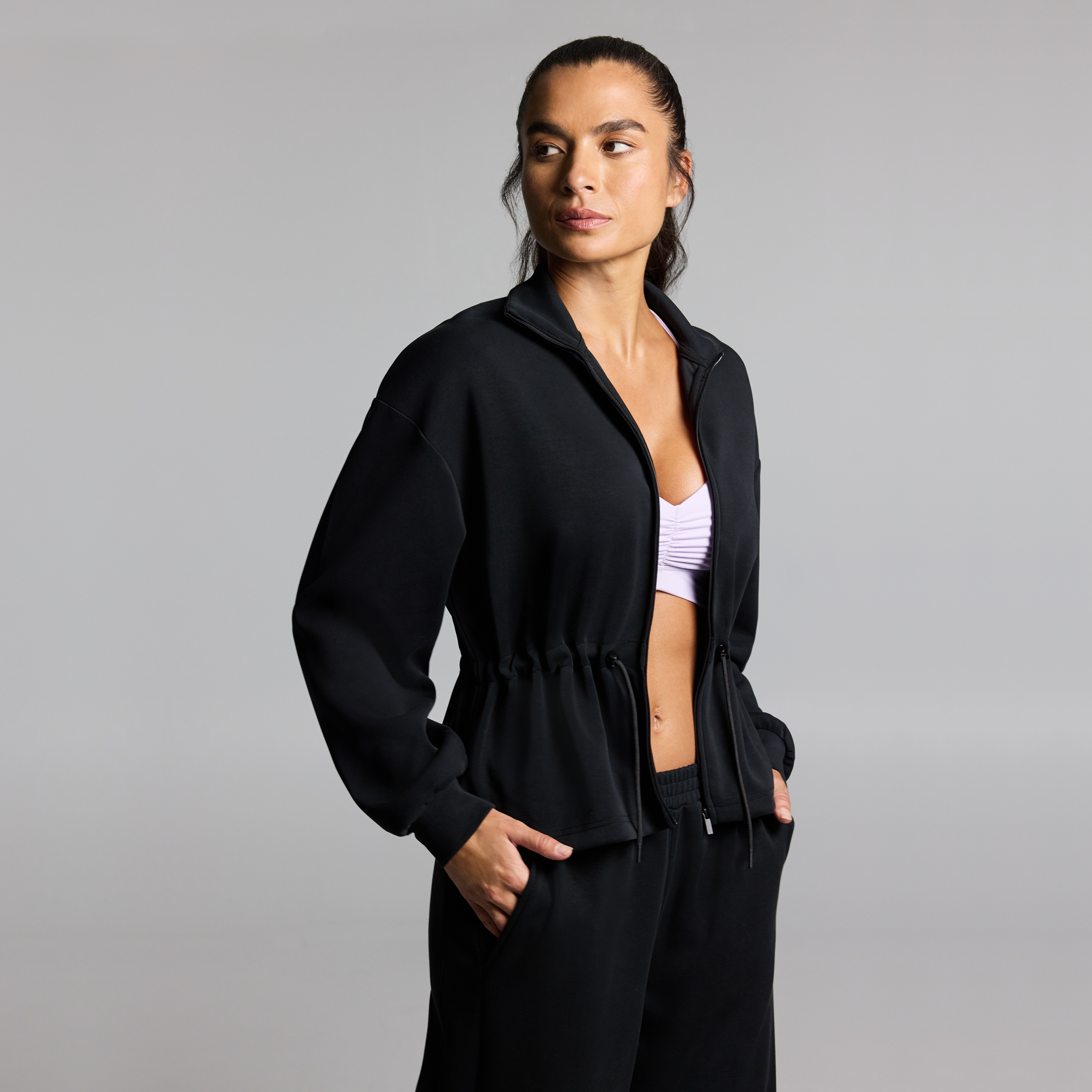Travel Cinch Waist Zip Through Jacket