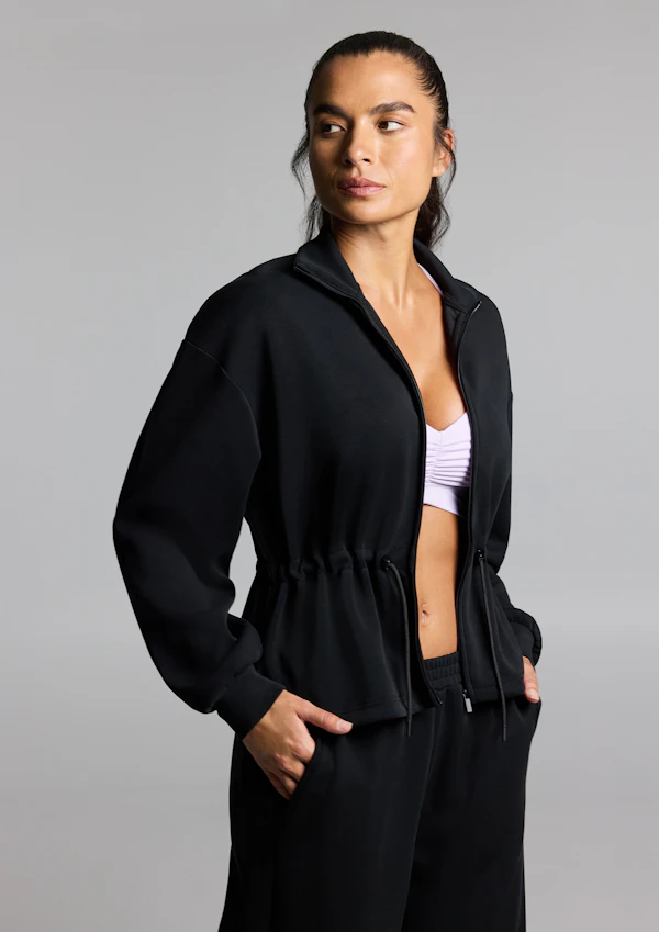 Travel Cinch Waist Zip Through Jacket