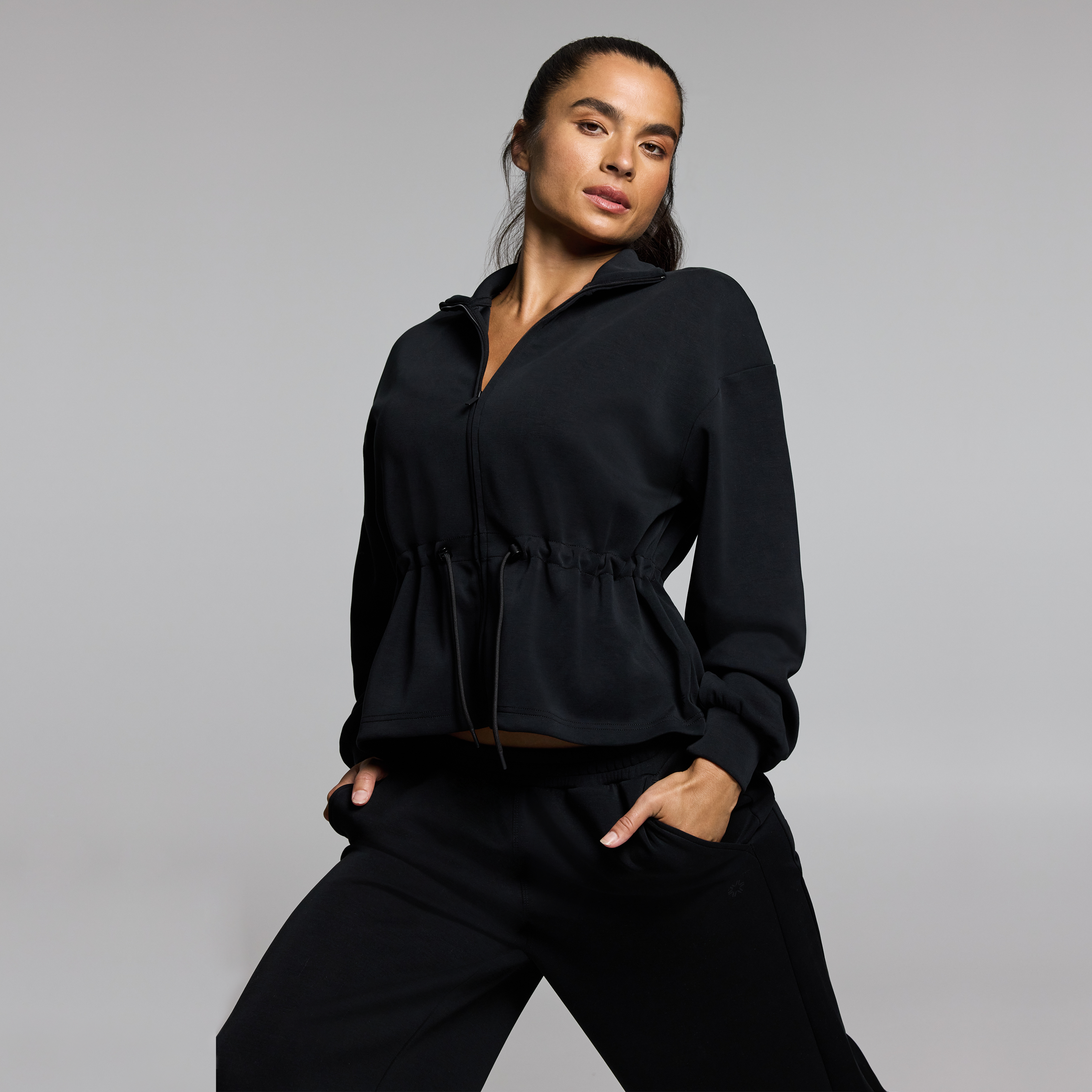 Travel Cinch Waist Zip Through Jacket