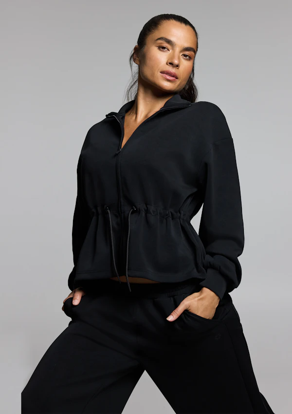 Travel Cinch Waist Zip Through Jacket