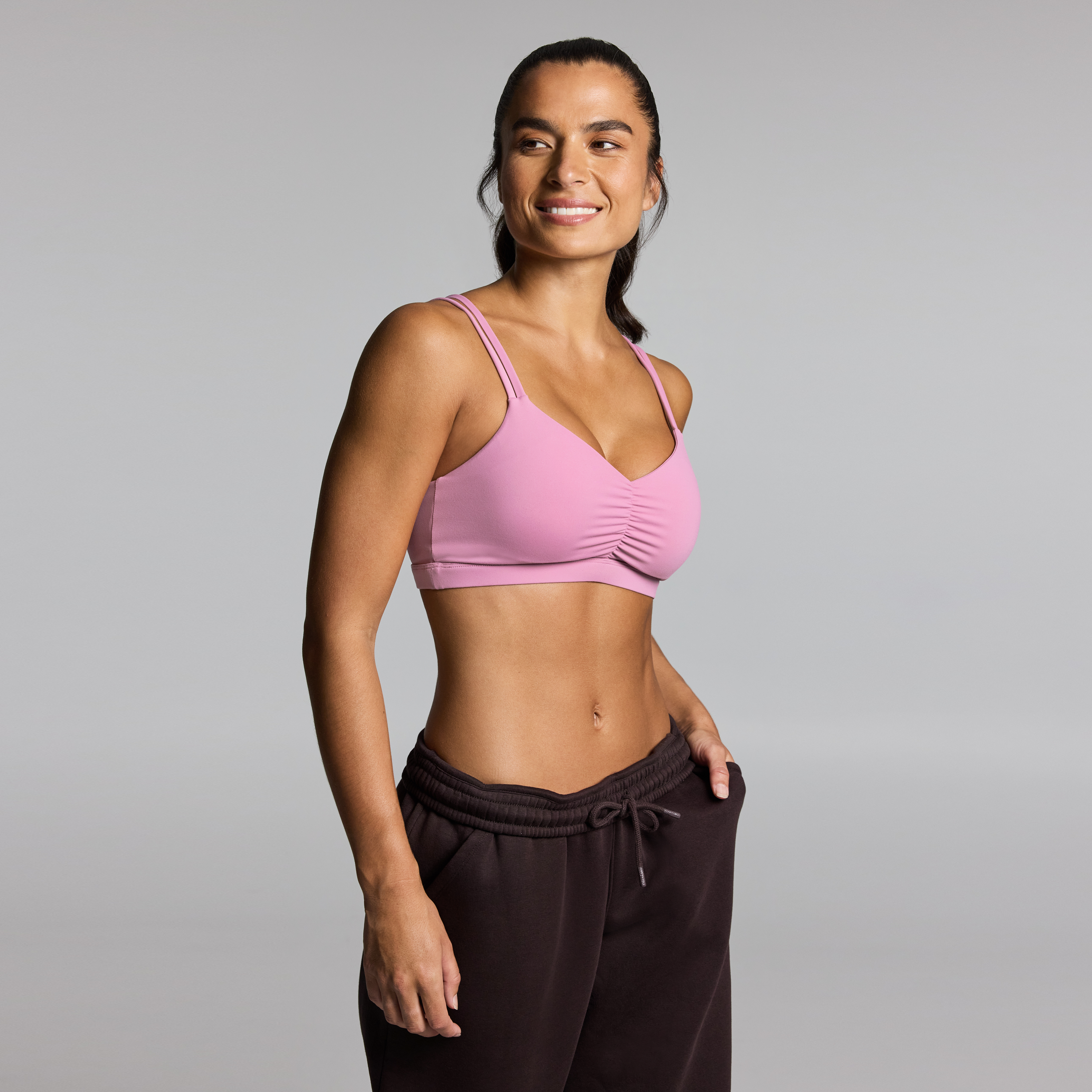 Rouched Medium Impact Sports Bra D E