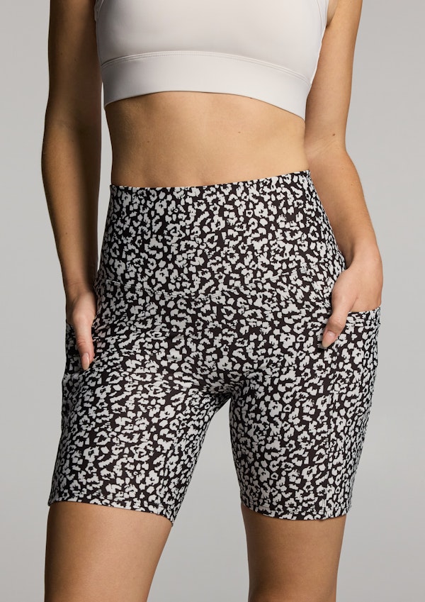 Printed No Front Seam Pocket Quad Bike Shorts