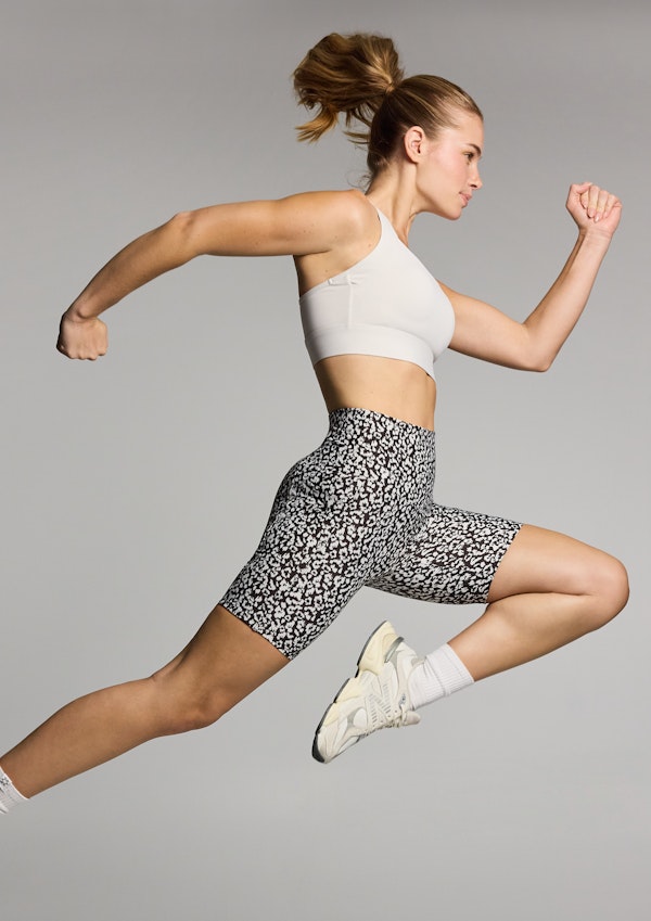 Printed No Front Seam Pocket Quad Bike Shorts