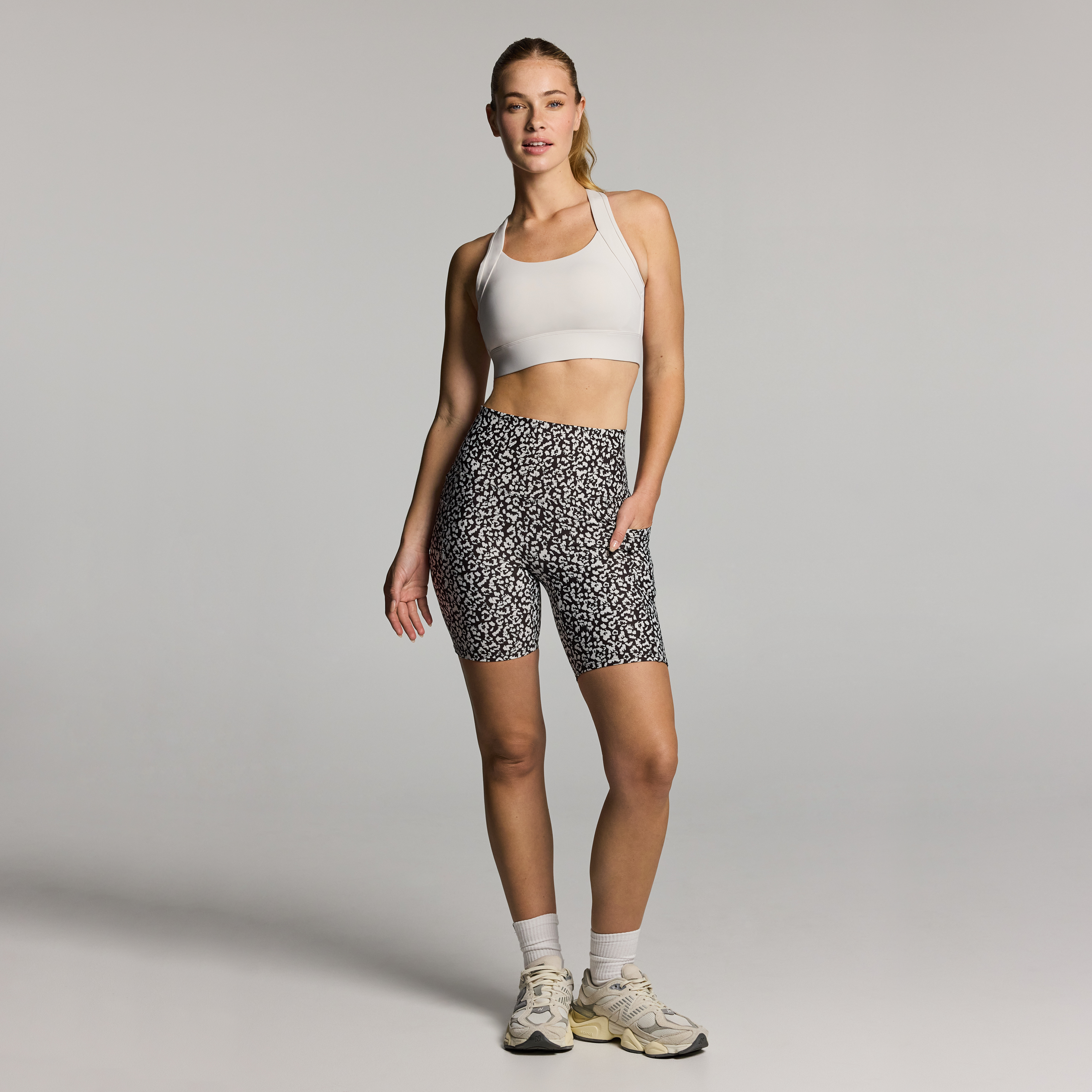 Printed No Front Seam Pocket Quad Bike Shorts