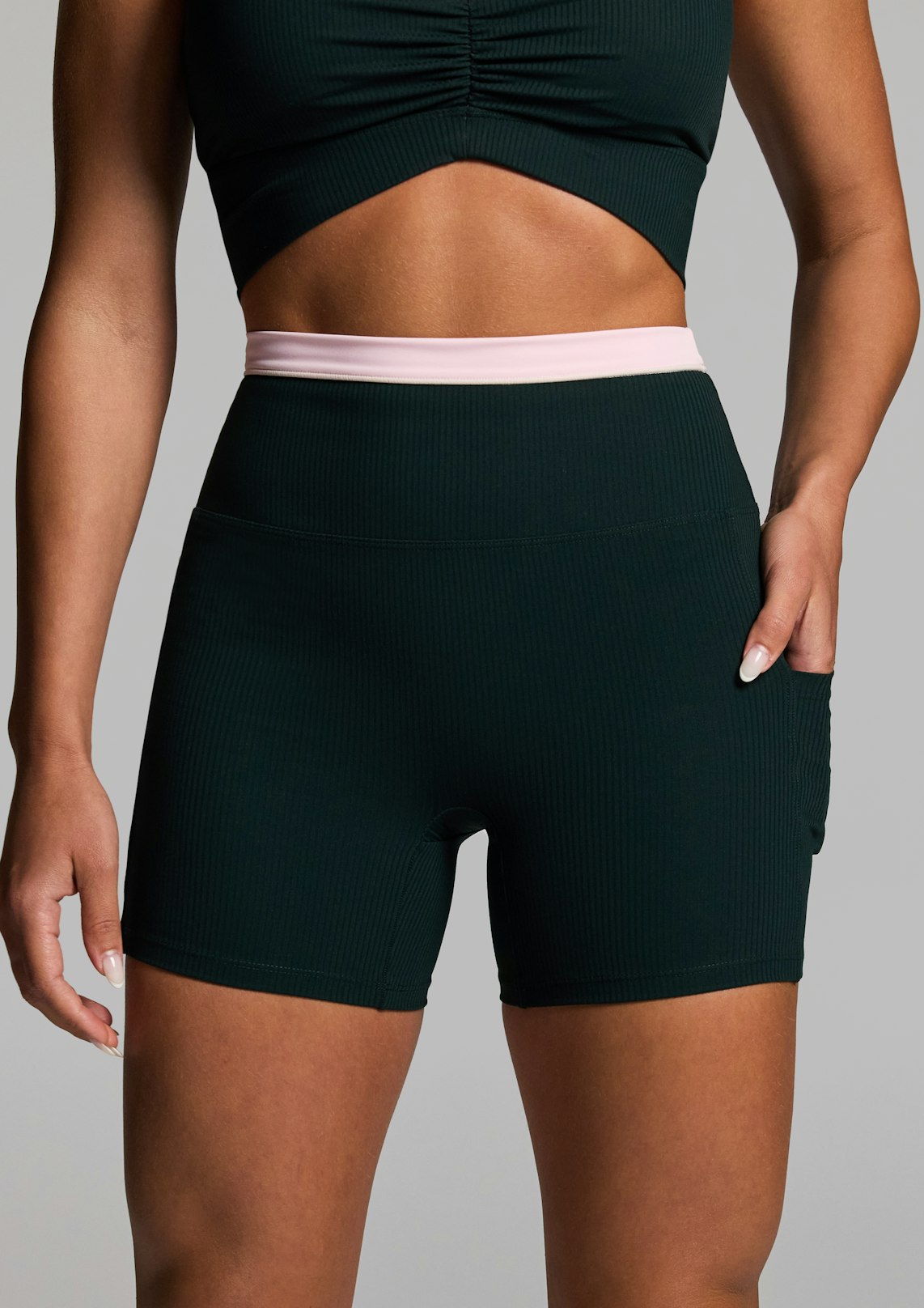 Rib Luxesoft Pocket Mid Thigh Bike Shorts