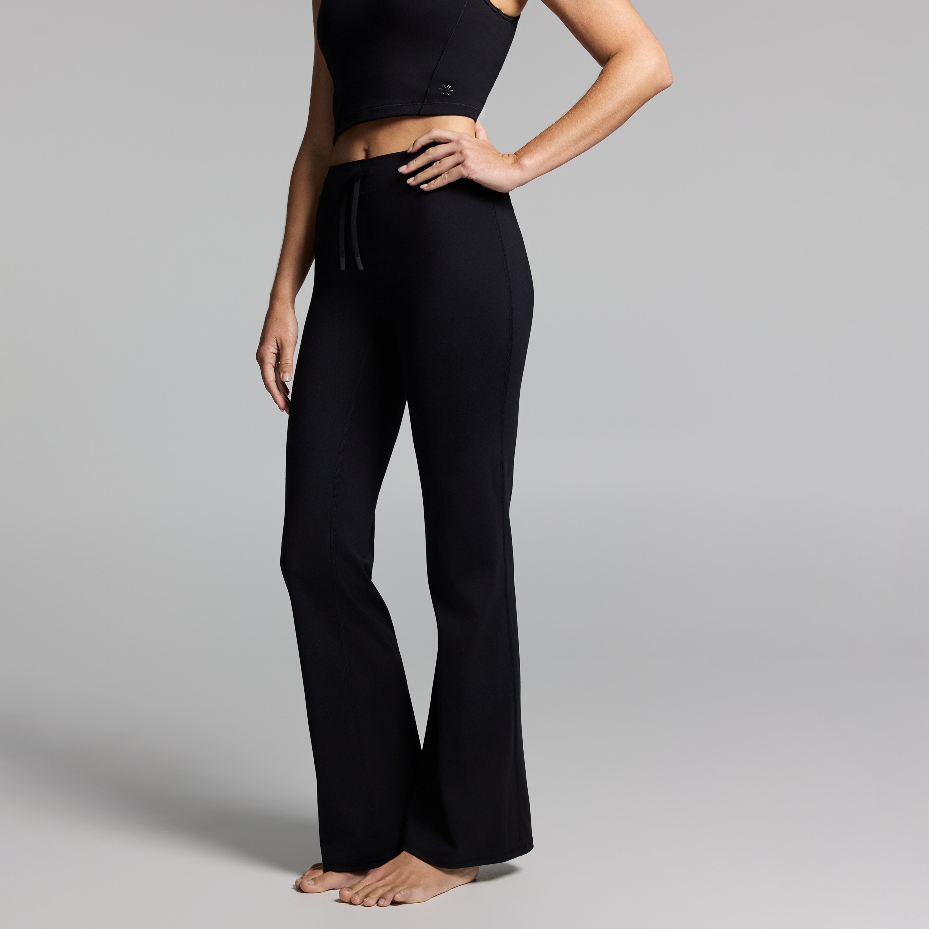 No Front Seam Tie Front Slim Flared Tights