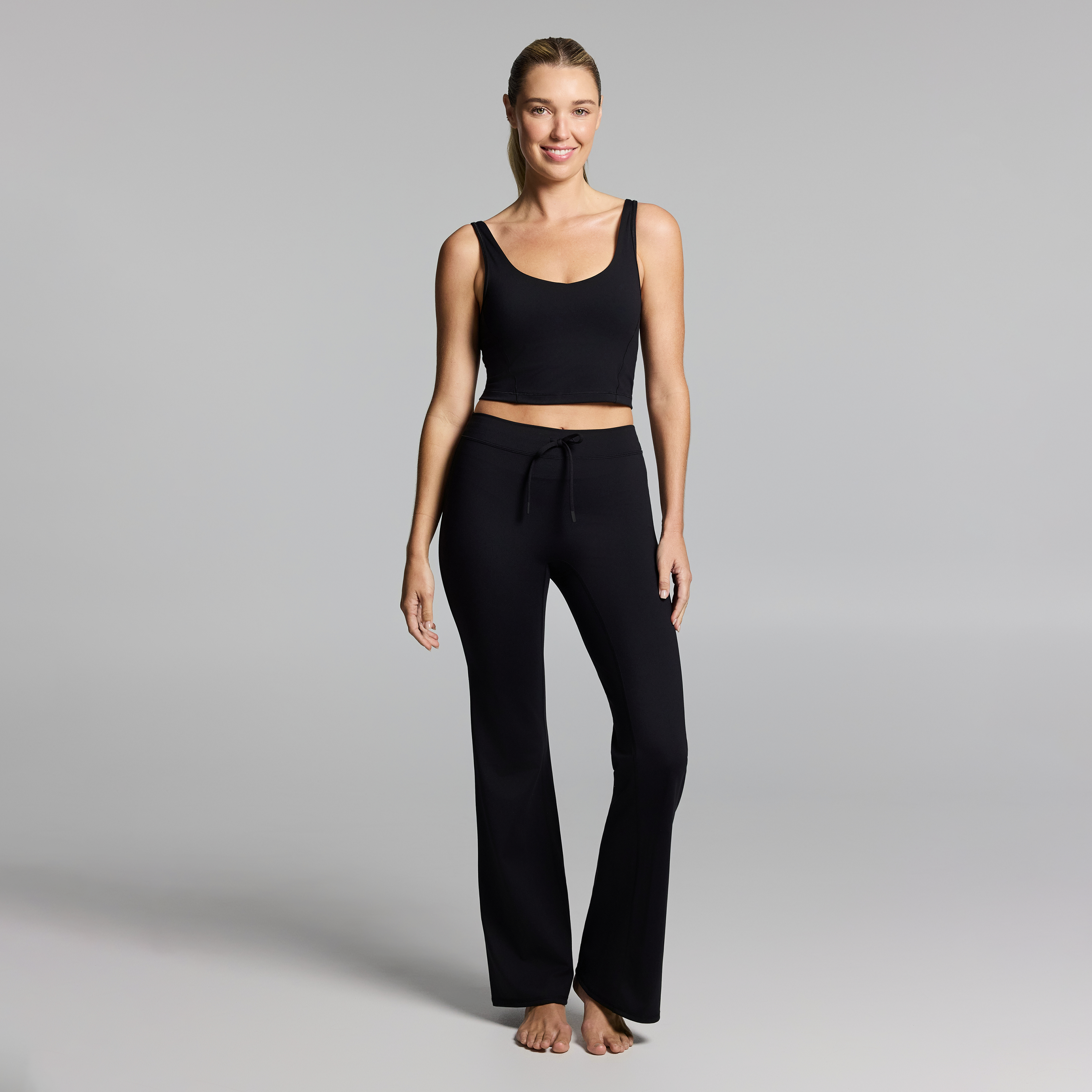 No Front Seam Tie Front Slim Flared Tights