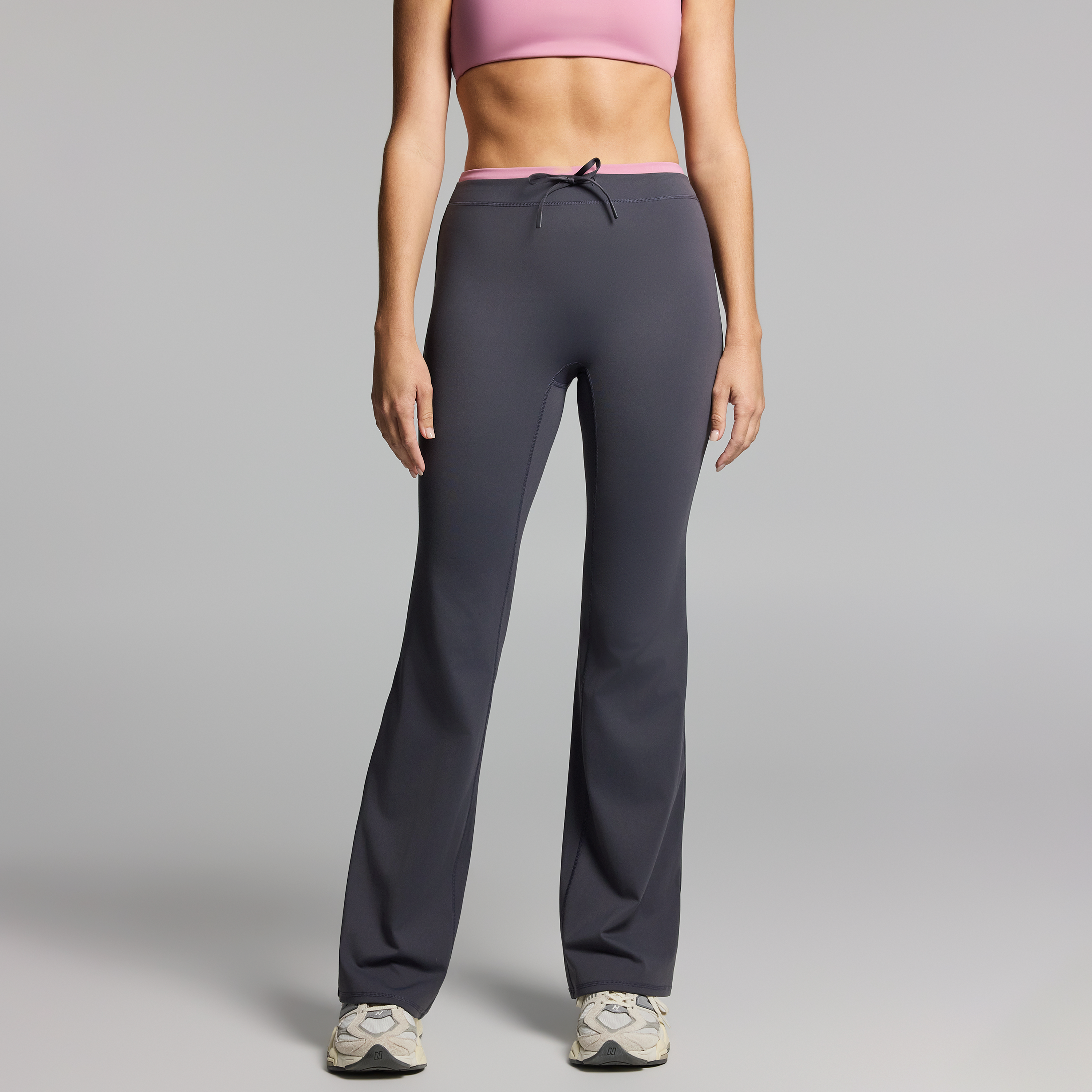 Tipped Tie Front Slim Flared Tights