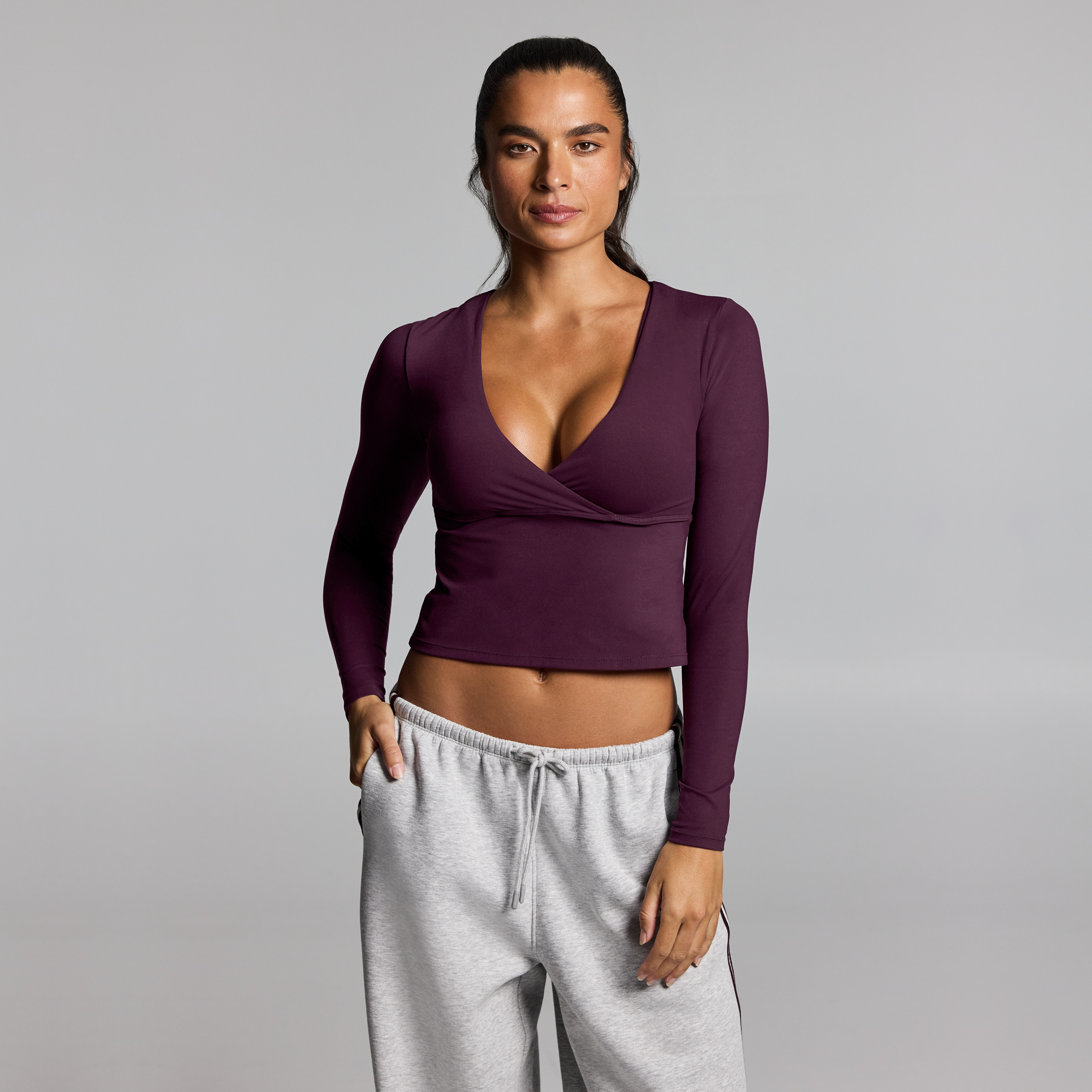 Base One Cross Front Long Sleeve Top