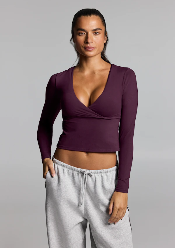 Base One Cross Front Long Sleeve Top
