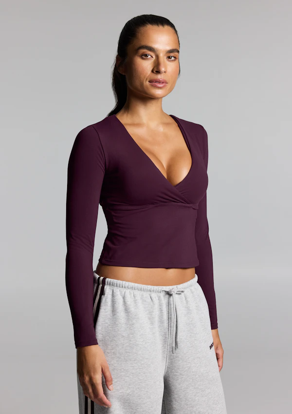 Base One Cross Front Long Sleeve Top