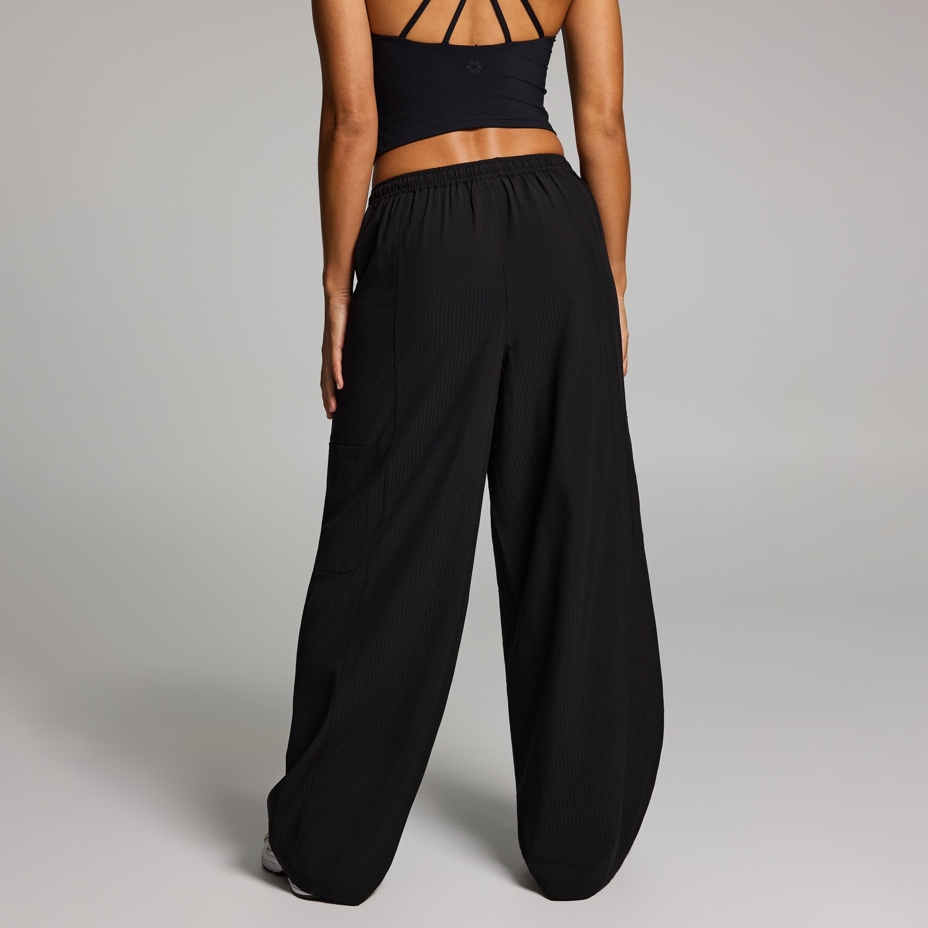 Textured Cargo Wide Leg Longer Length Pants