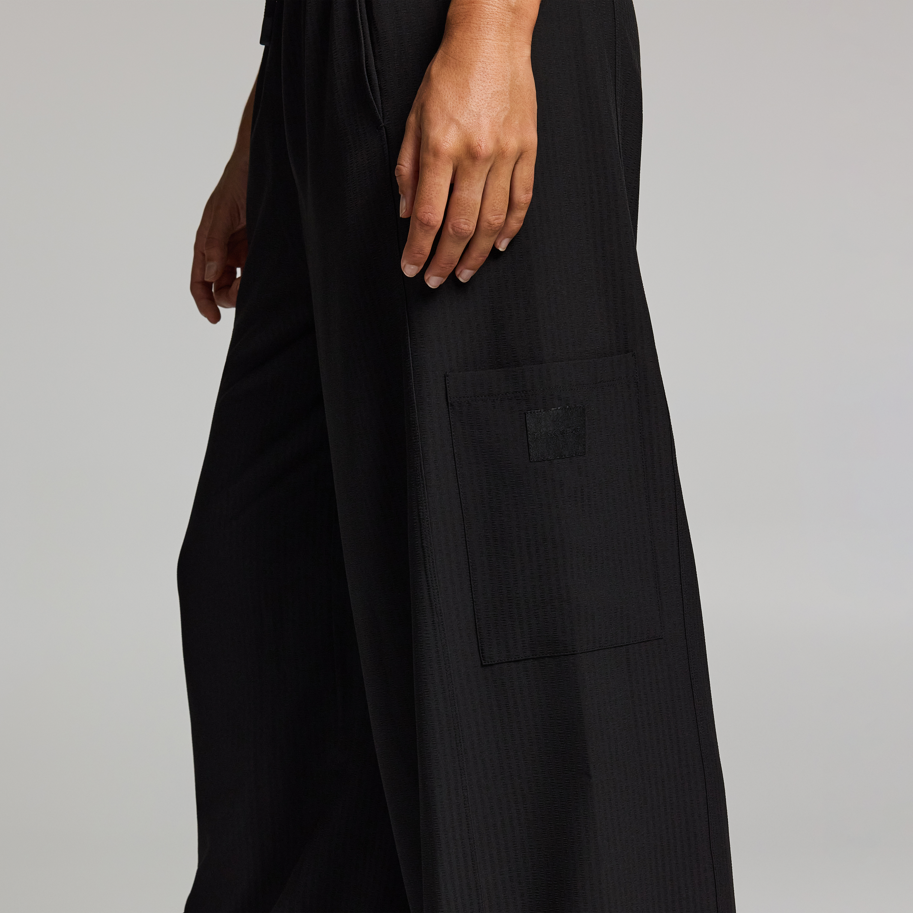 Textured Cargo Wide Leg Longer Length Pants