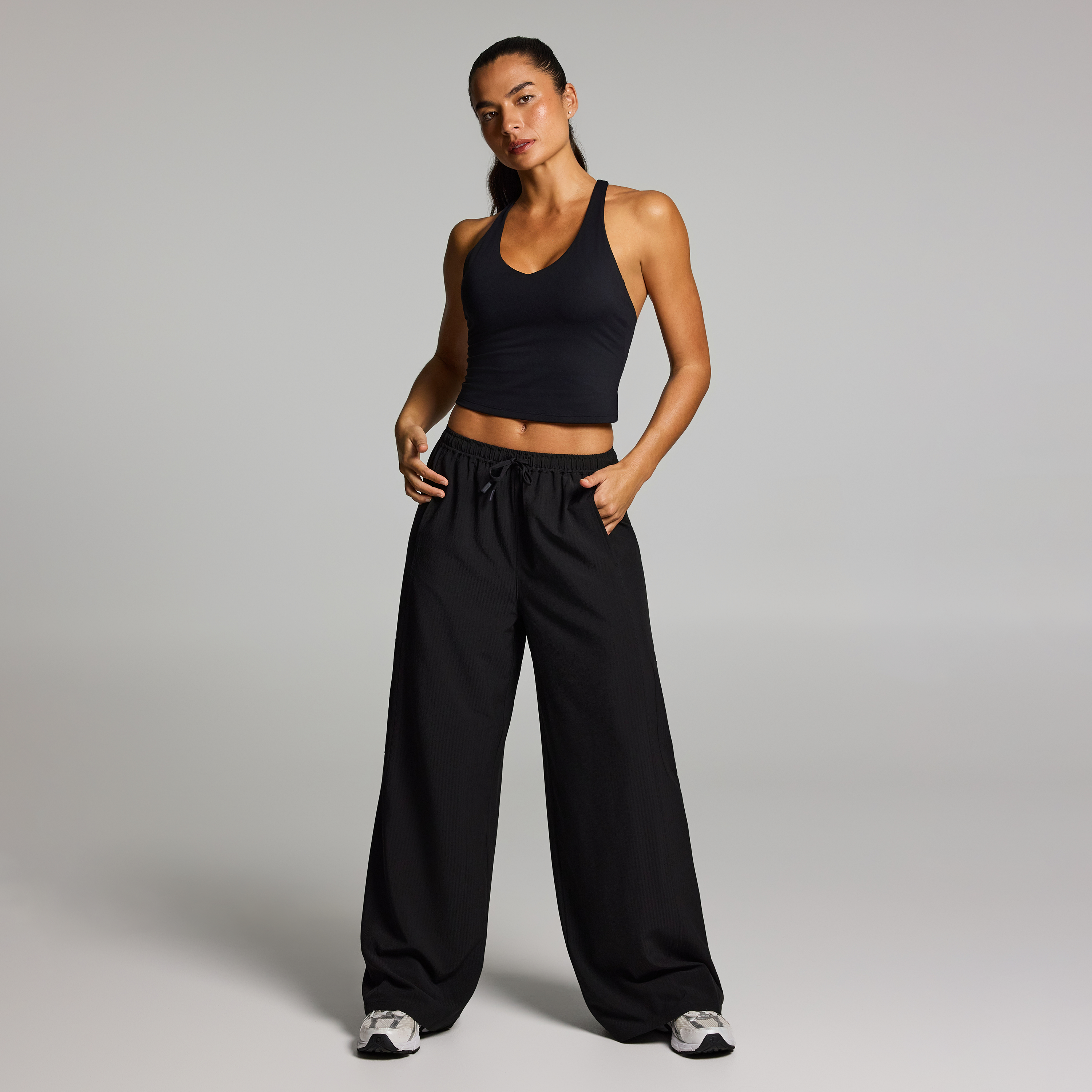 Textured Cargo Wide Leg Longer Length Pants