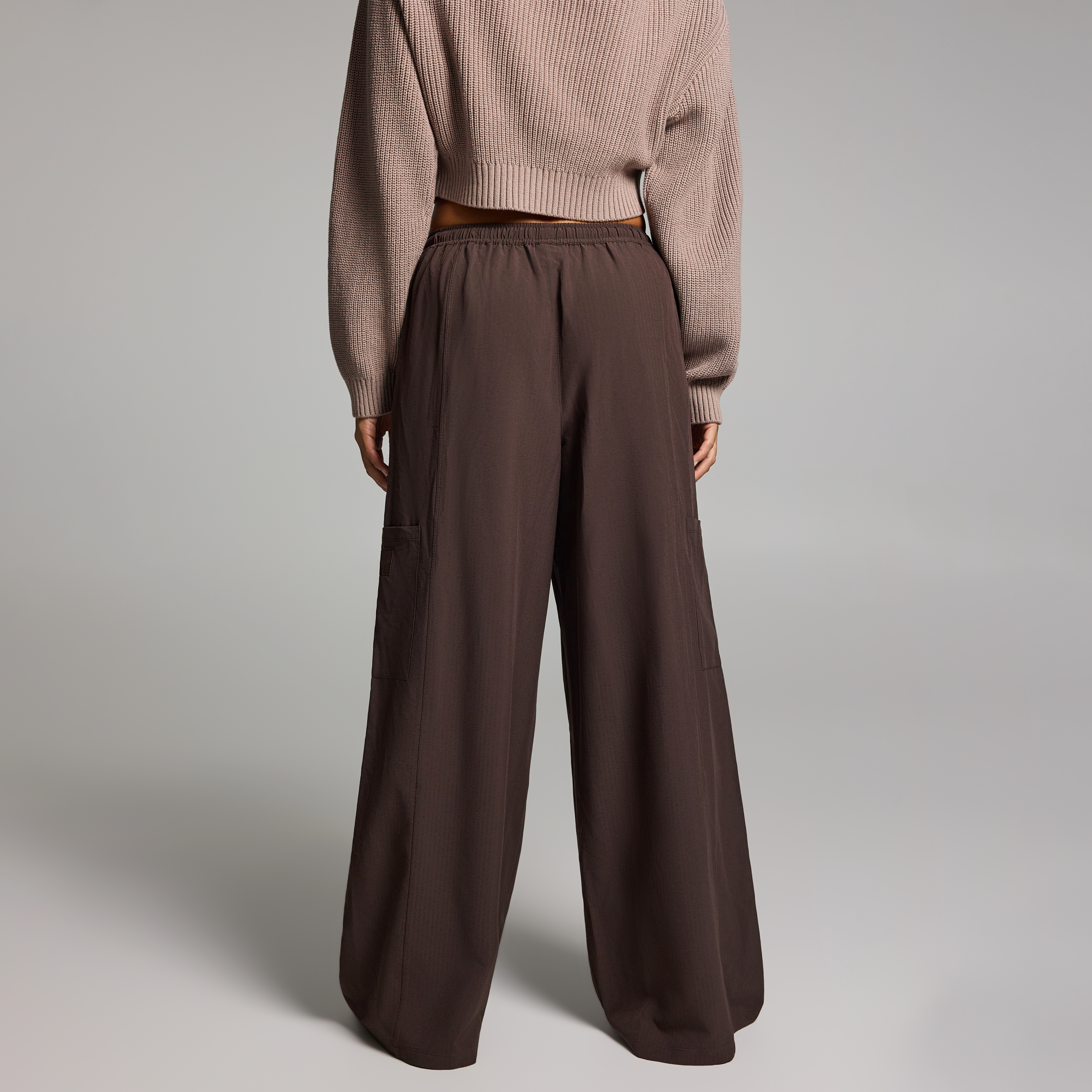 Textured Cargo Wide Leg Longer Length Pants