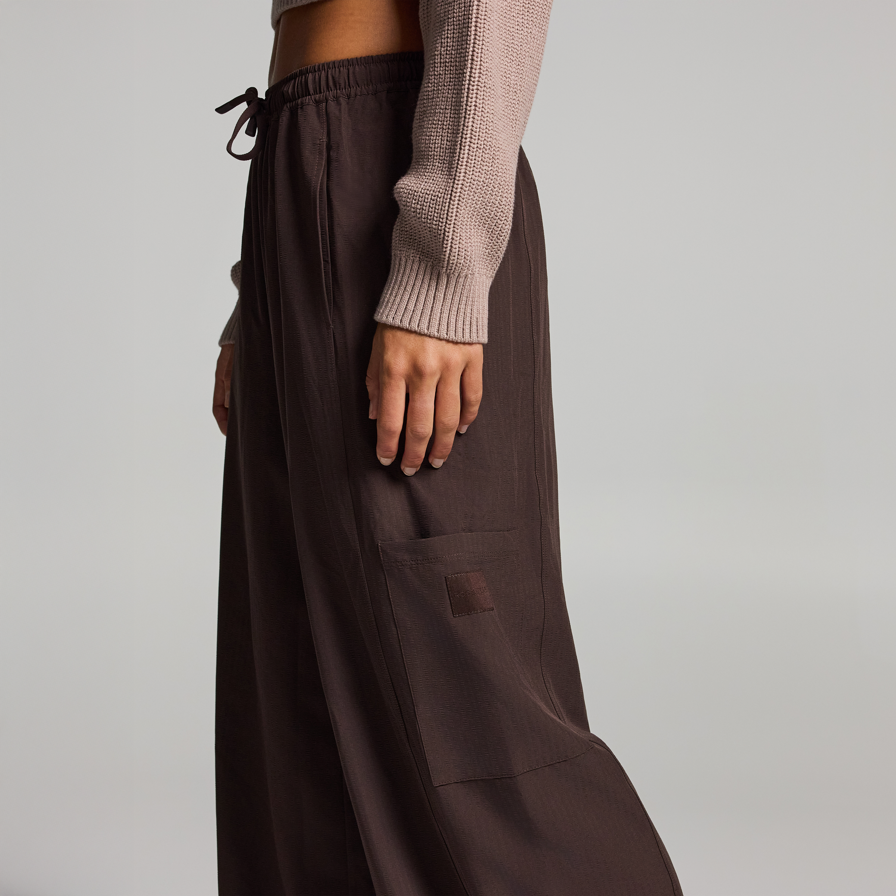 Textured Cargo Wide Leg Longer Length Pants