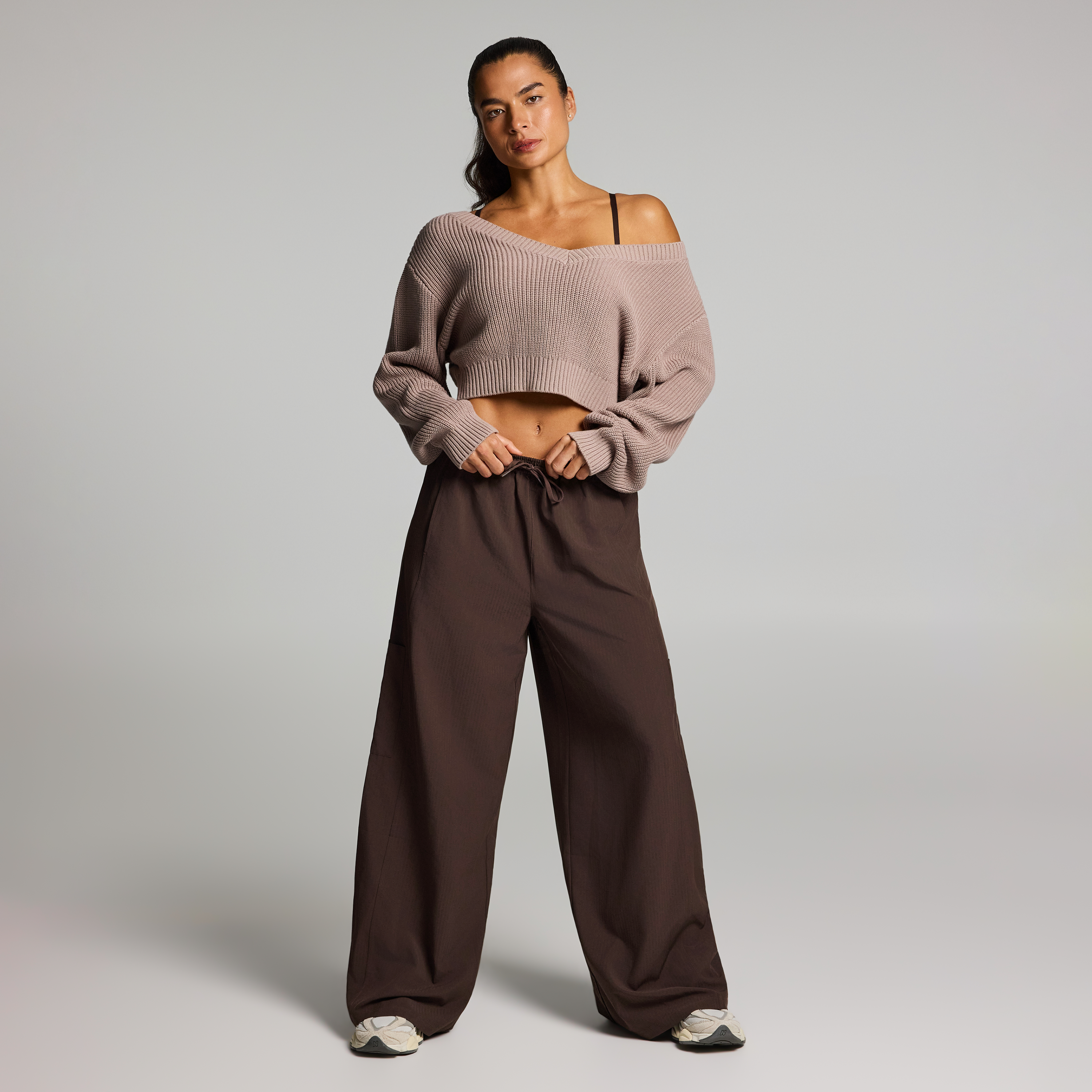 Textured Cargo Wide Leg Longer Length Pants
