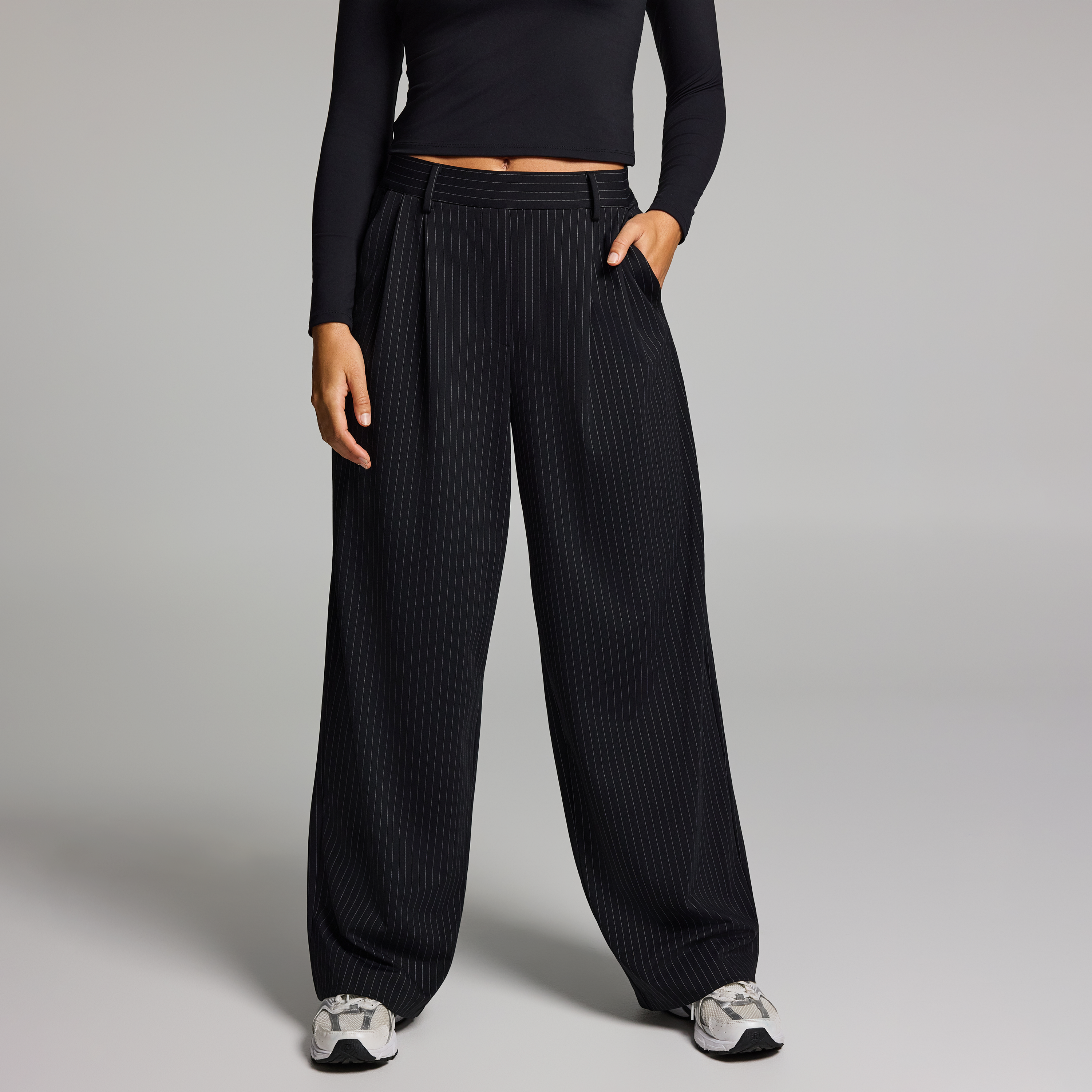 Stretch Pinstripe Straight Leg