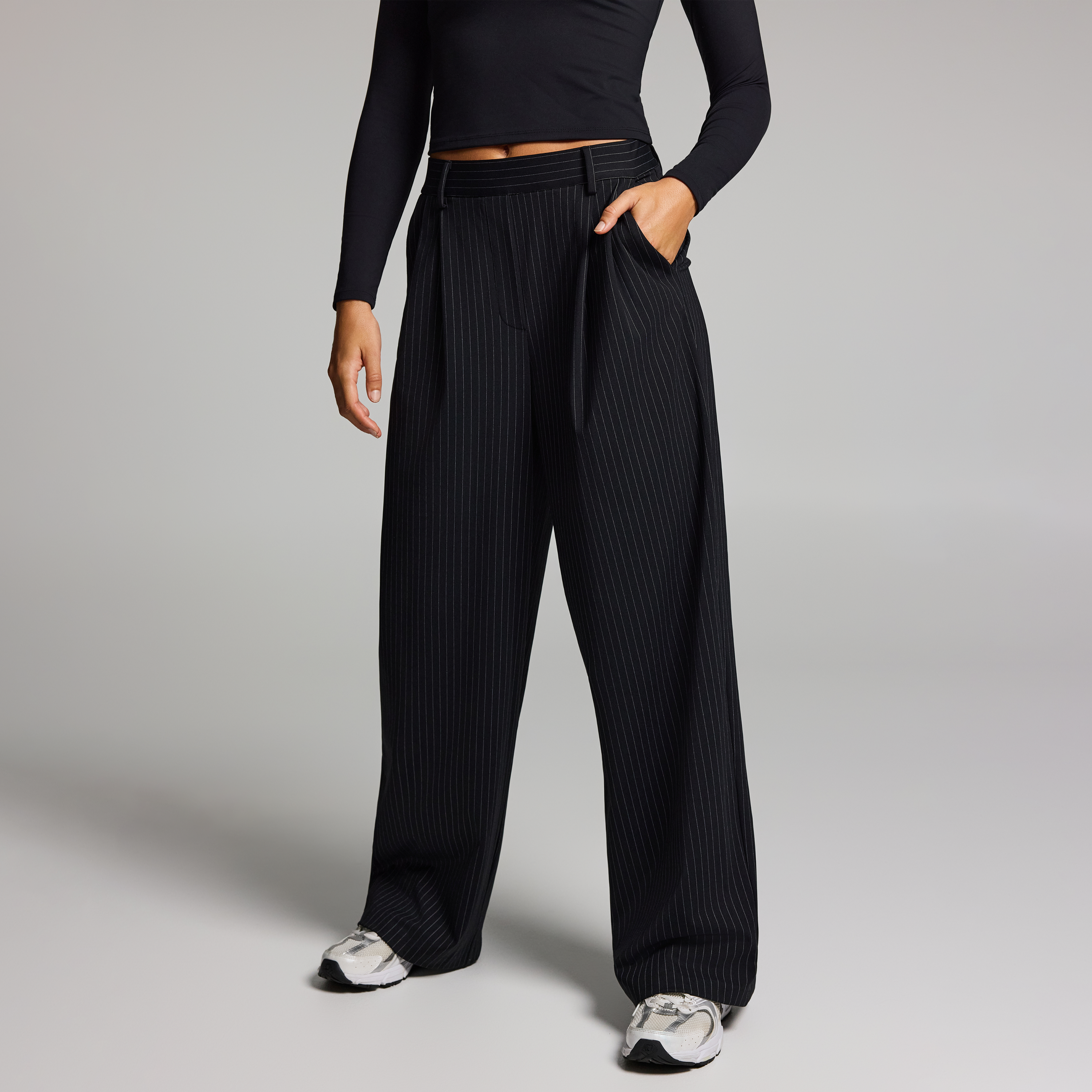 Stretch Pinstripe Straight Leg