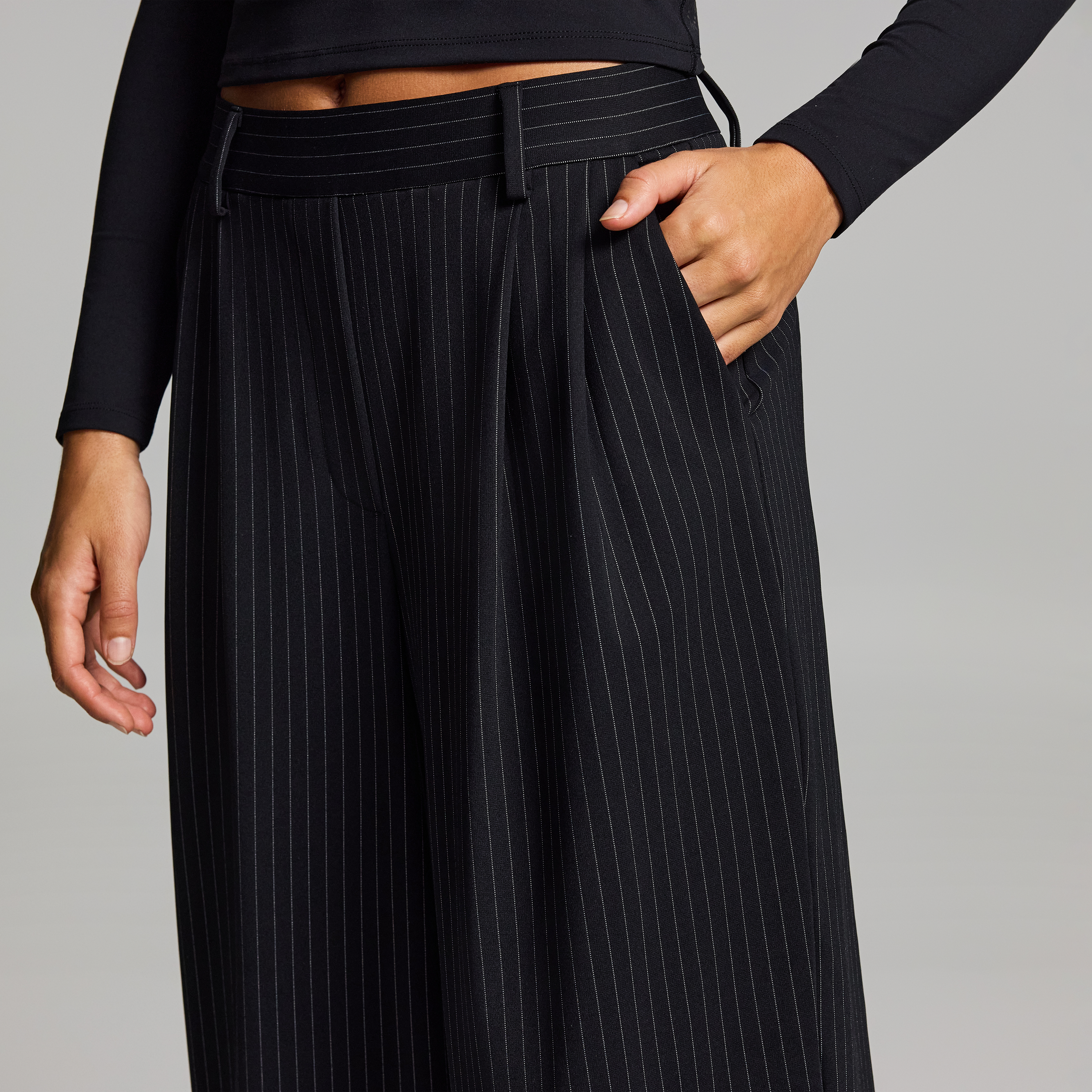 Stretch Pinstripe Straight Leg