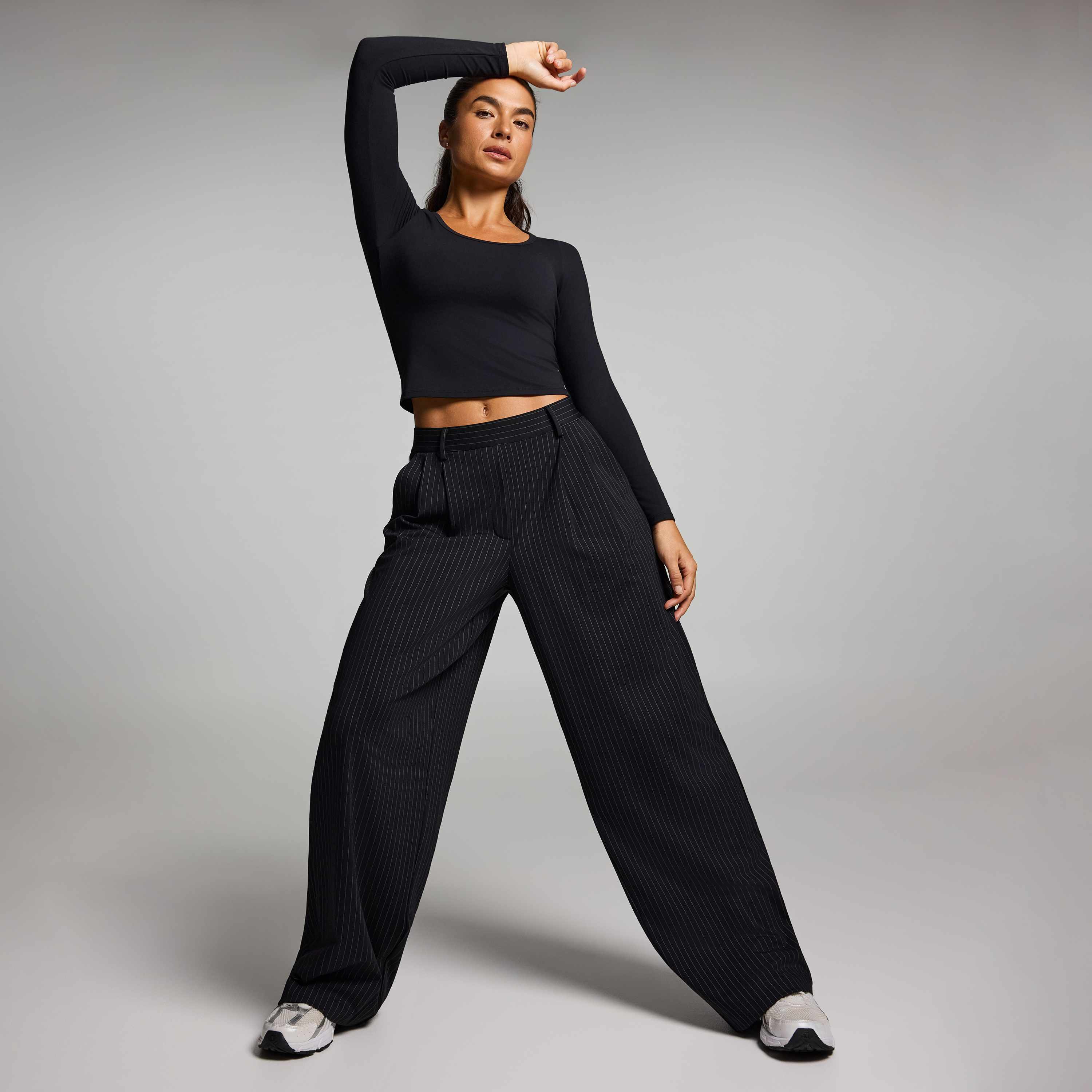 Stretch Pinstripe Straight Leg