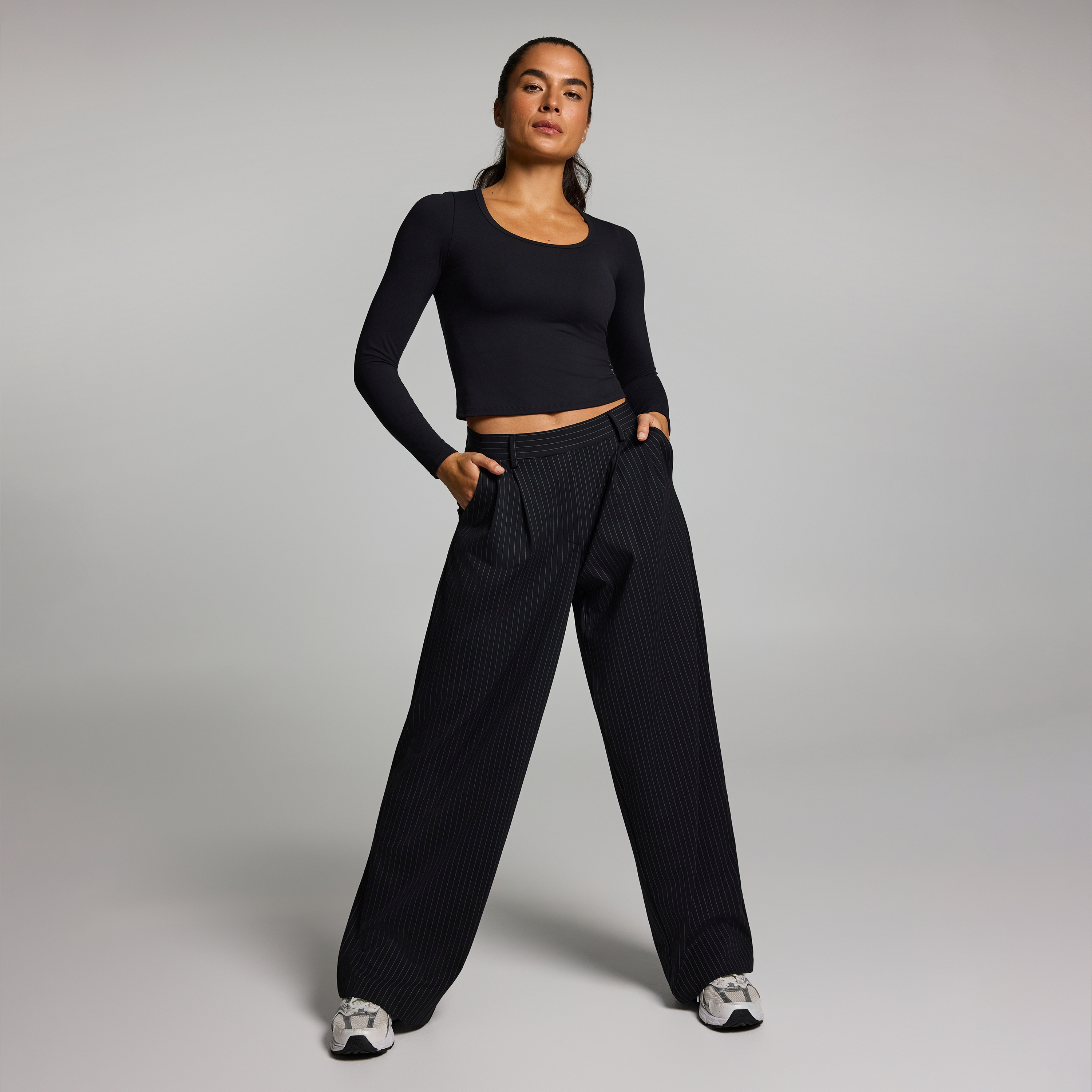 Stretch Pinstripe Straight Leg