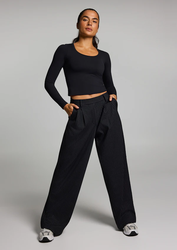 Stretch Pinstripe Straight Leg