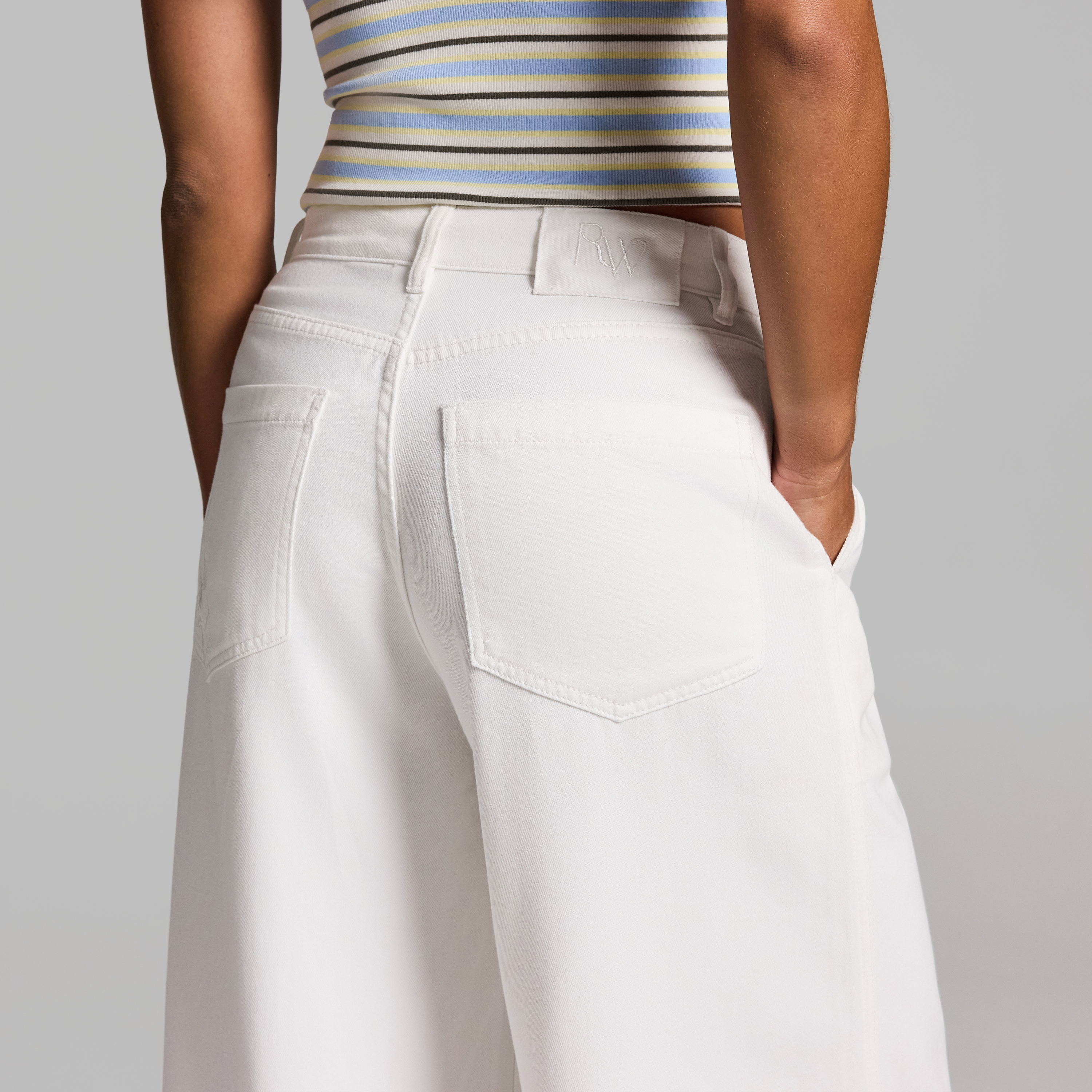 Relaxed Straight Leg Denim Pocket Jeans