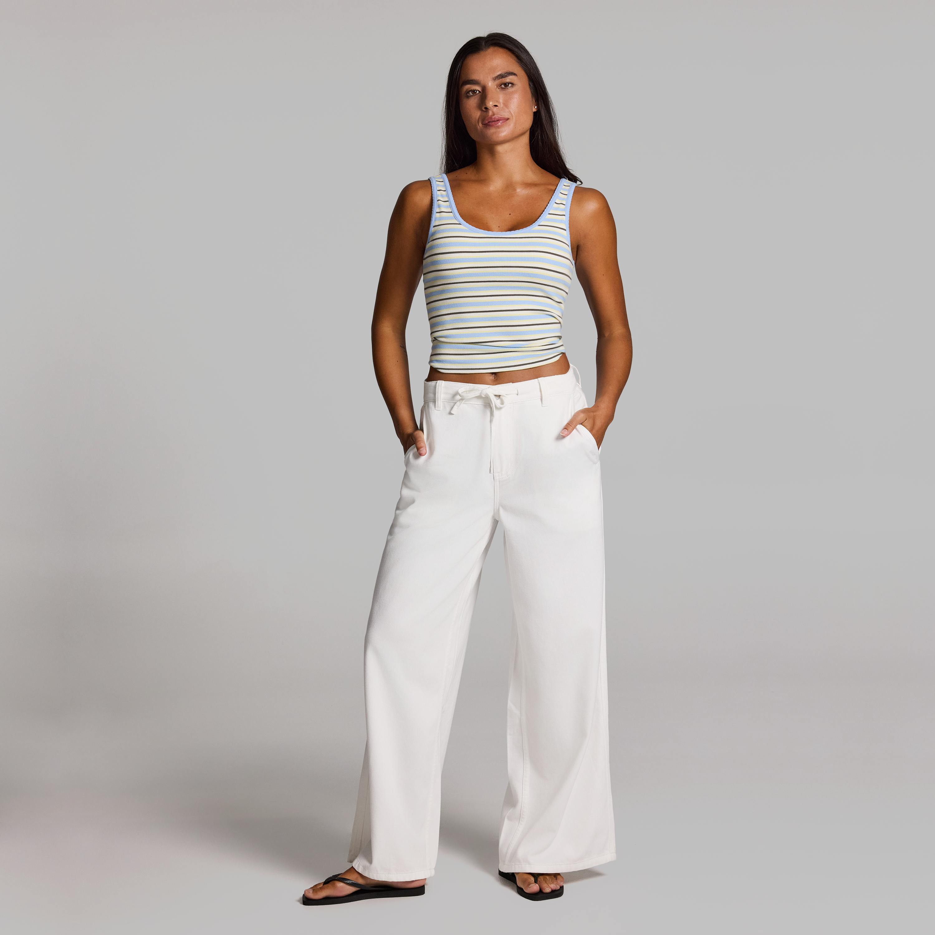 Relaxed Straight Leg Denim Pocket Jeans