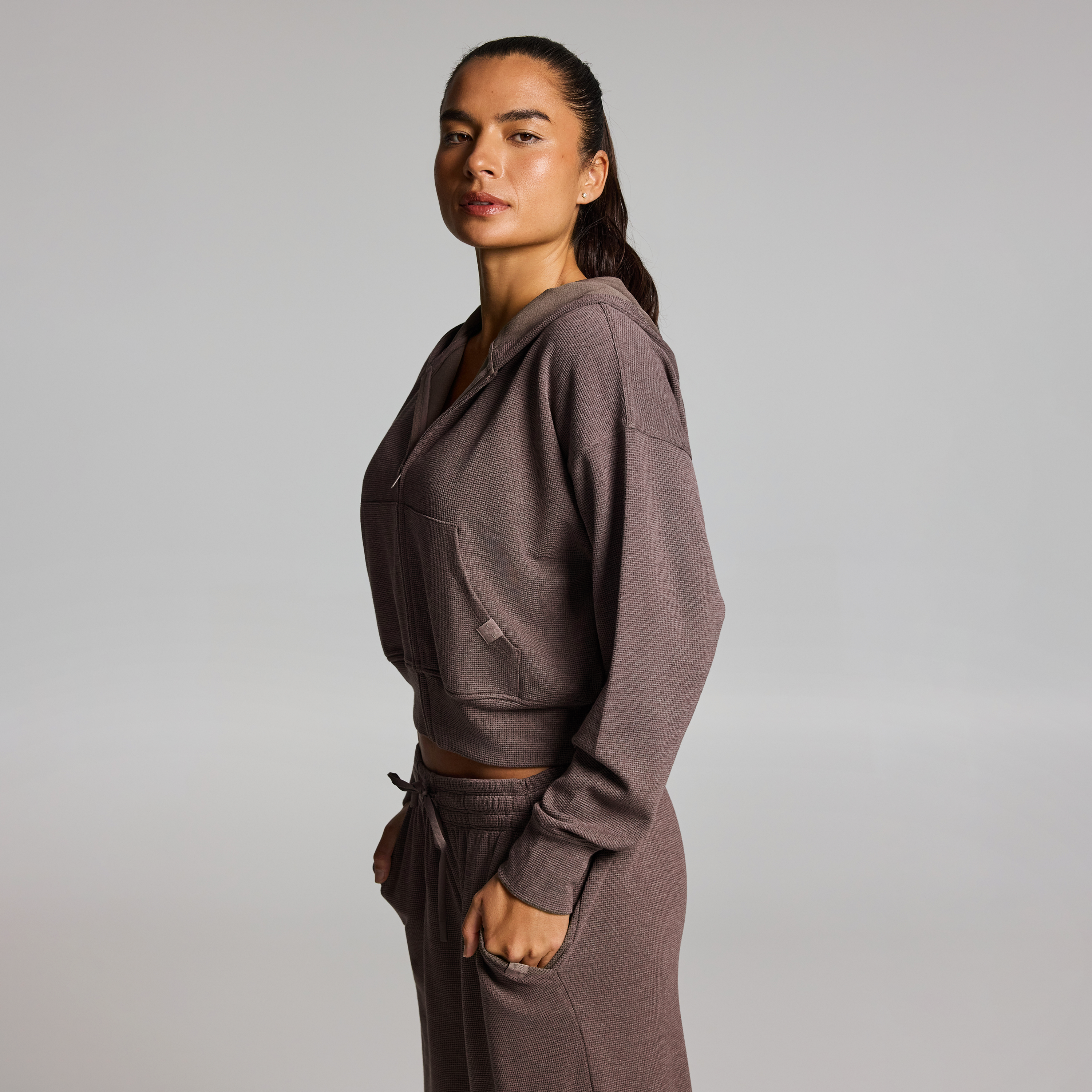 Waffle Zip Through Hoodie