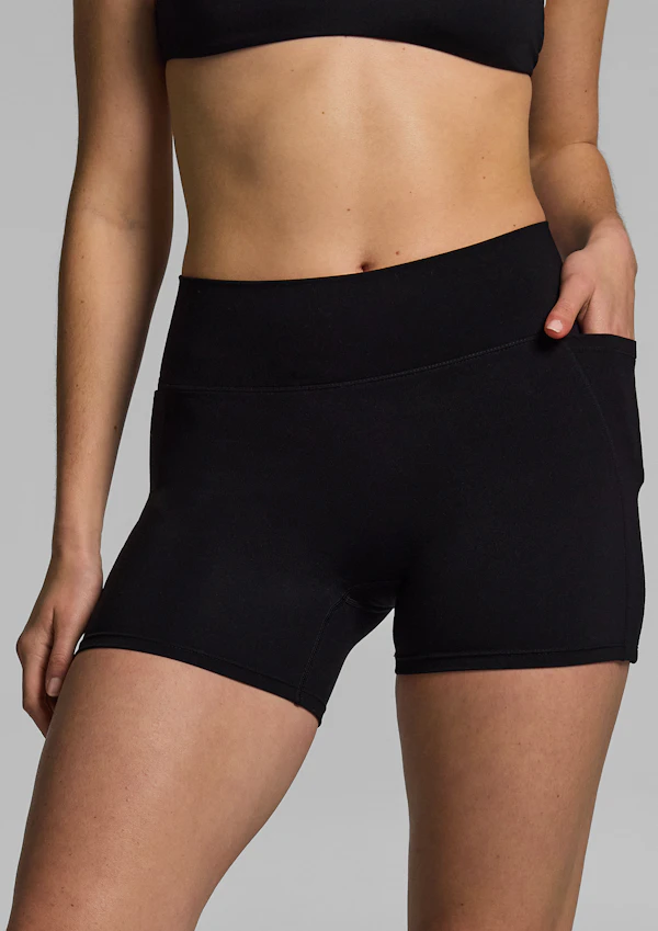 No Front Seam Pocket Mid Thigh Bike Shorts