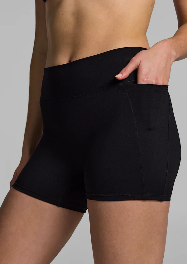 No Front Seam Pocket Mid Thigh Bike Shorts