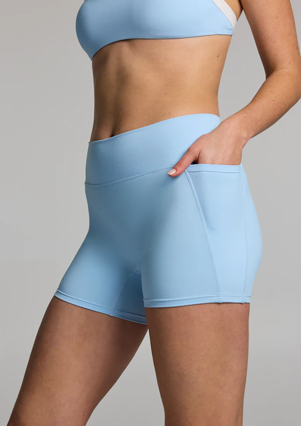 No Front Seam Pocket Mid Thigh Bike Shorts