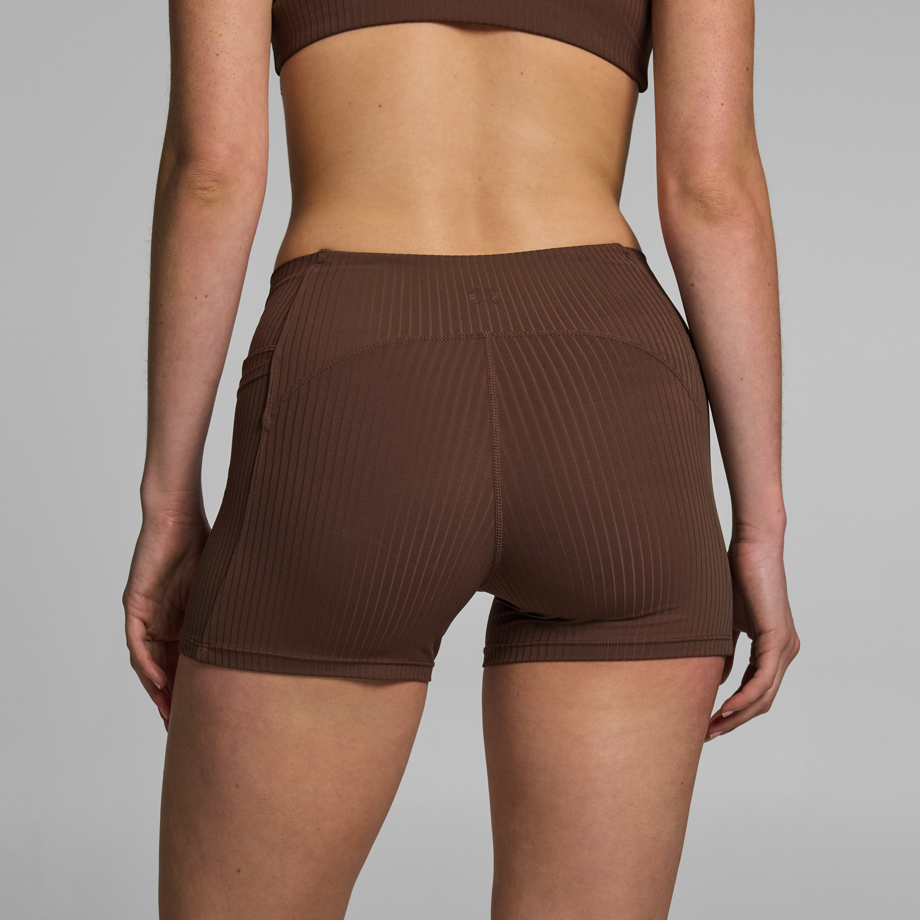 Mid Rise Luxe Rib Pocket Booty Shorts