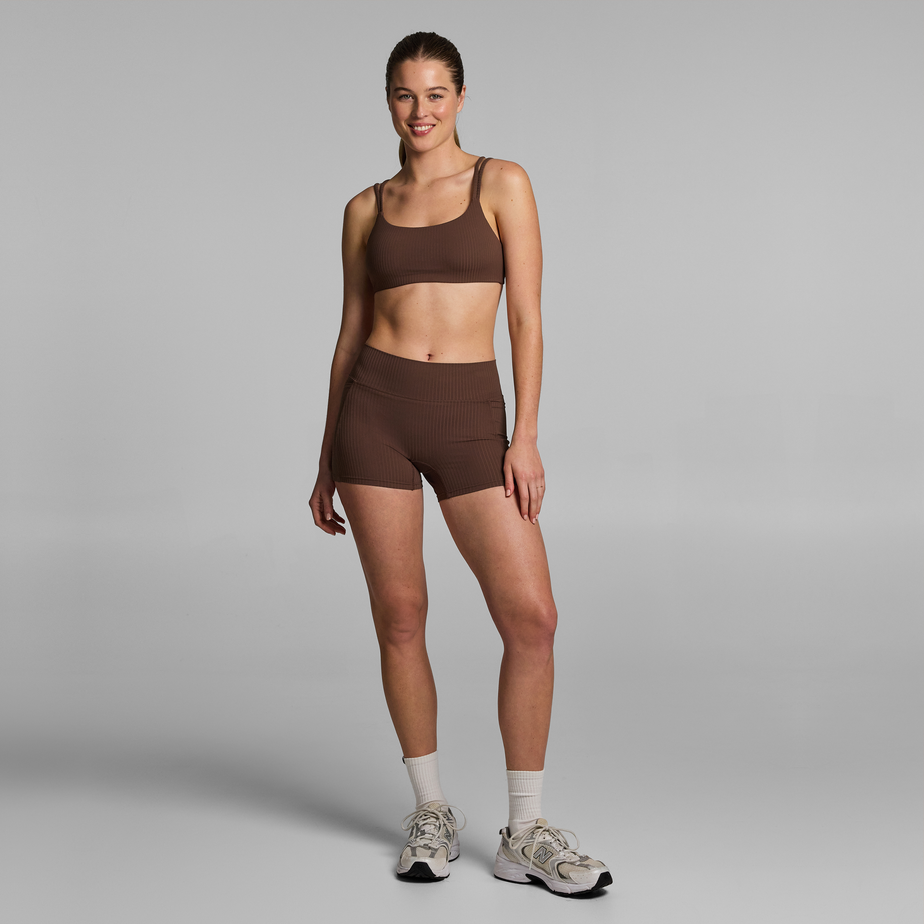 Mid Rise Luxe Rib Pocket Booty Shorts
