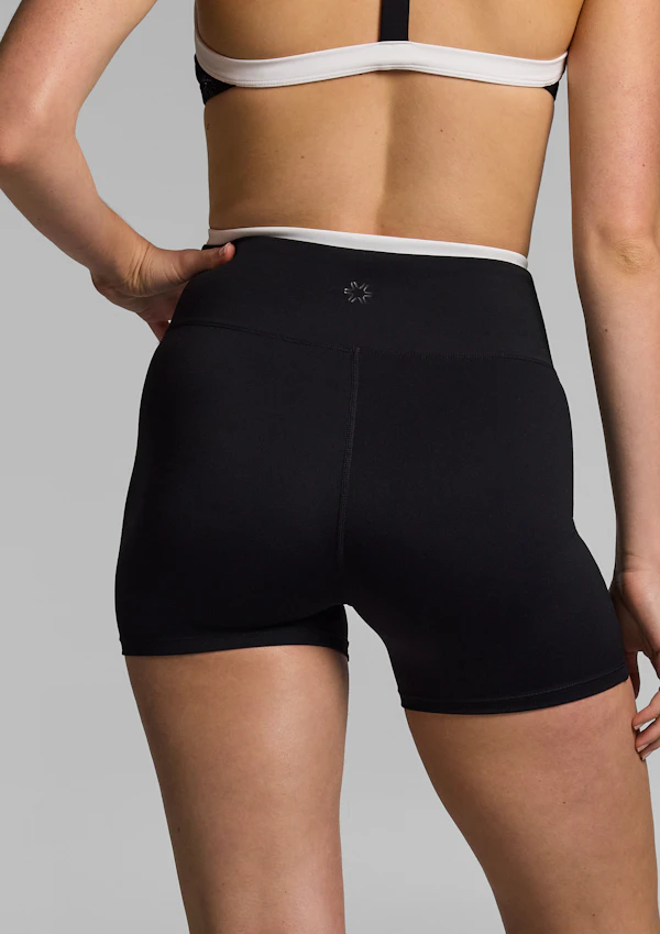 Tipped Wrap Front Mid Thigh Bike Shorts