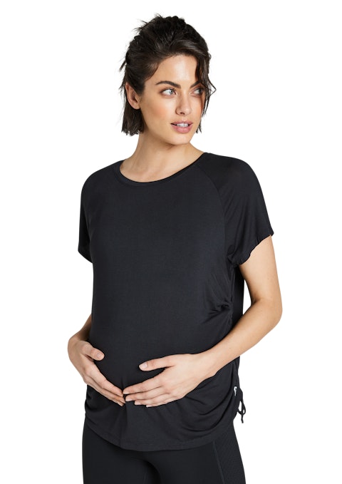 Black Maternity Ruched Casual Tee
